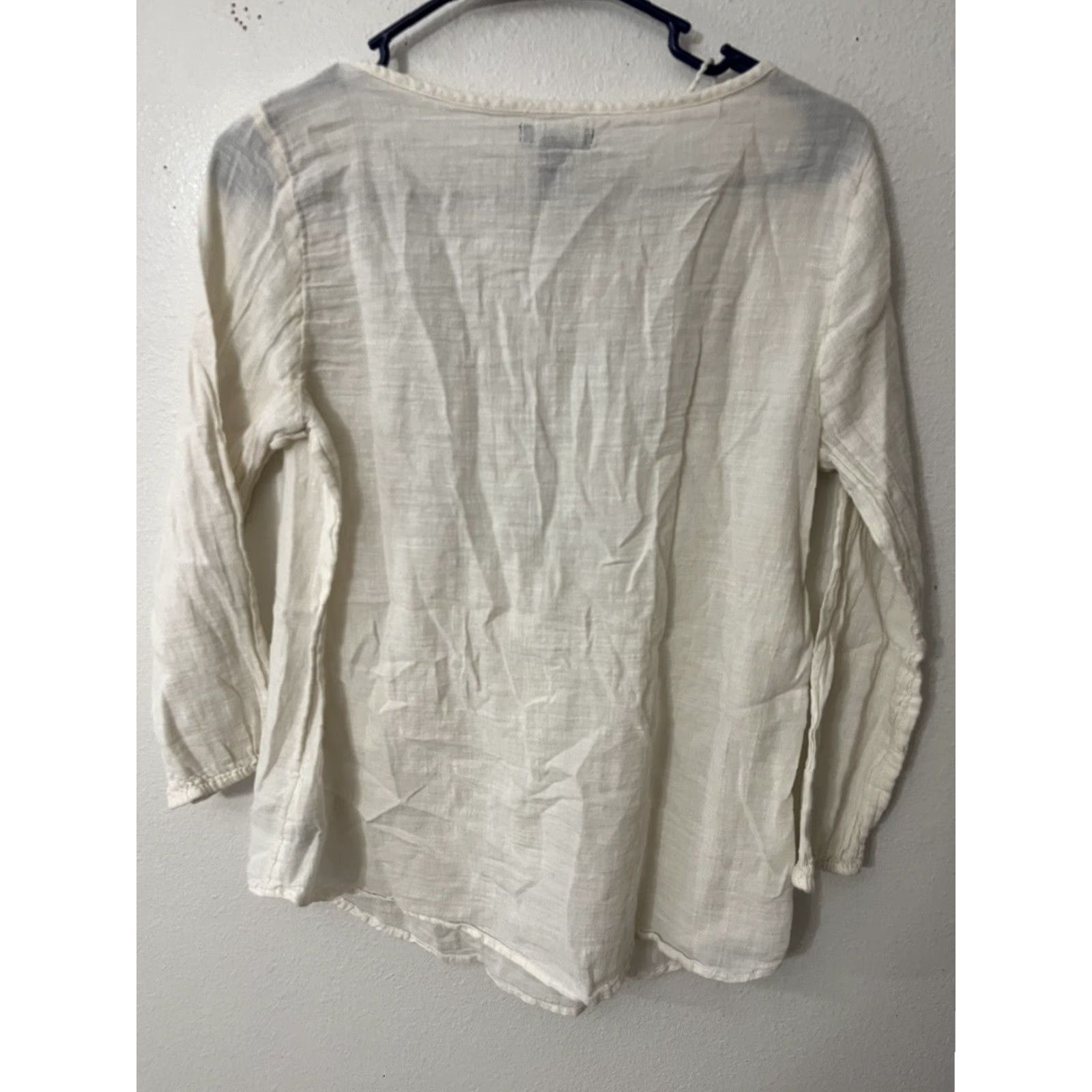 Gap Gap blouse Women's Small White V-Neck Short Sleeve Lace Ruffle Tie Front Basic Everyday Wear Womens SB Size S / US 4 / IT 40 - 2 Thumbnail