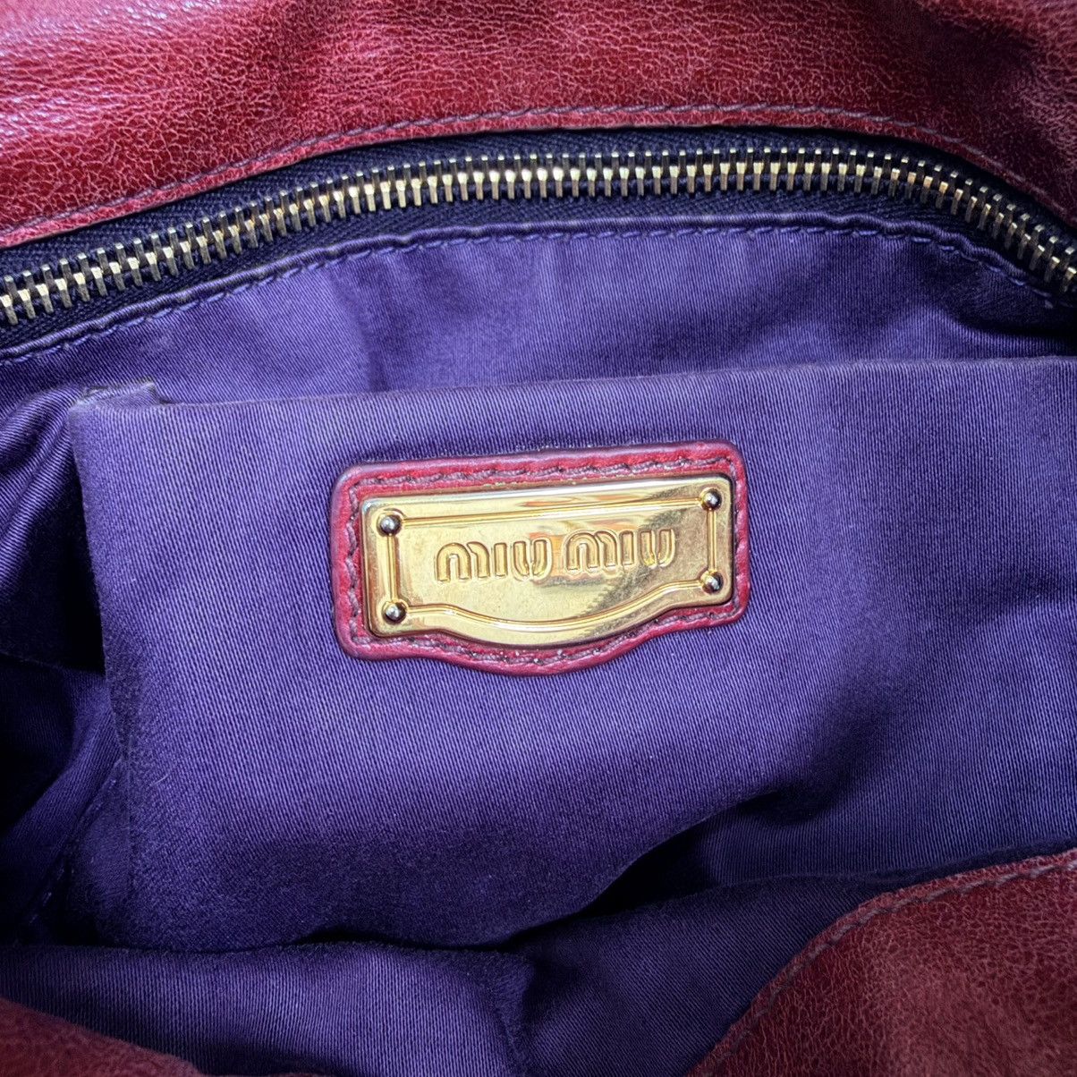 Miu Miu Miu Miu Red Leather Vitello Lux Bow Handbag Size ONE SIZE - 9 Thumbnail