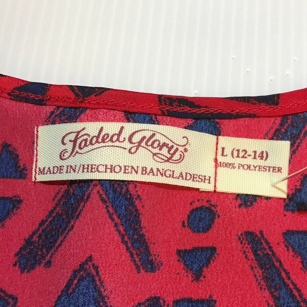 Faded Glory Faded Glory Red Blue Geometric Scoop Neck Tank Top L Size L / US 10 / IT 46 - 3 Thumbnail