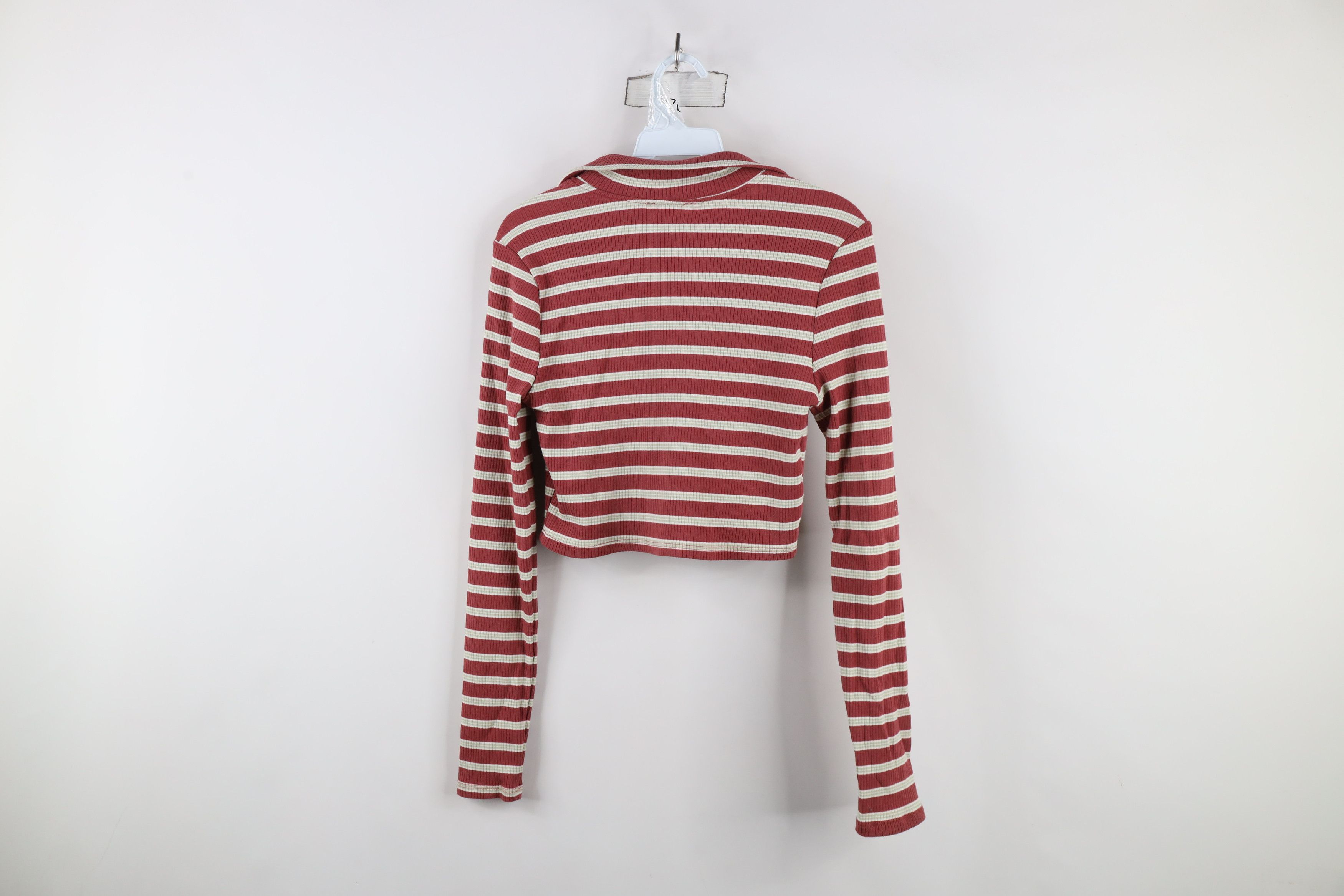 Vintage Vintage Y2K Babydoll Ribbed Knit Polo Shirt Striped USA Size L / US 10 / IT 46 - 9 Thumbnail