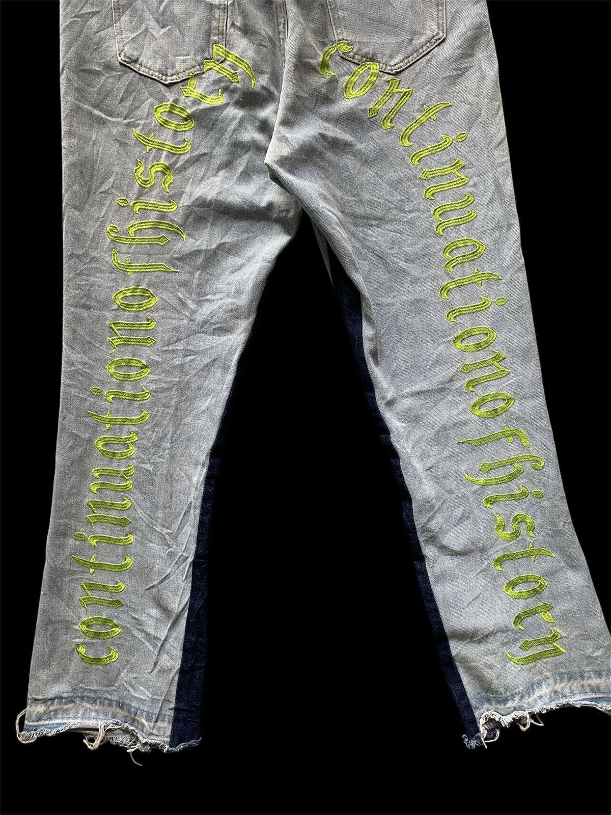 If Six Was Nine × Le Grande Bleu (L.G.B.) DISTRESSED RIPPED JEANS W EMBROIDERY Size US 31 - 5 Thumbnail