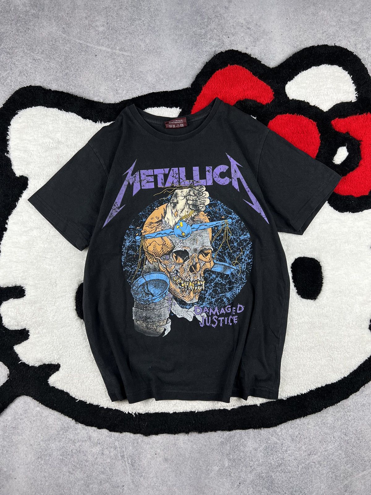 Band Tees Vintage Metallica Damaged Justice Skulls Rhinestones Y2K Tee Size US M / EU 48-50 / 2 - 1 Thumbnail