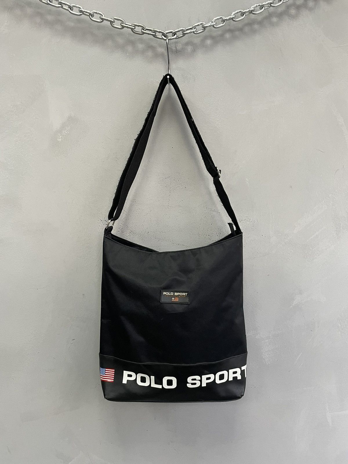 Polo Ralph Lauren Polo black leather belt classic messenger vintage style Size ONE SIZE - 1 Thumbnail