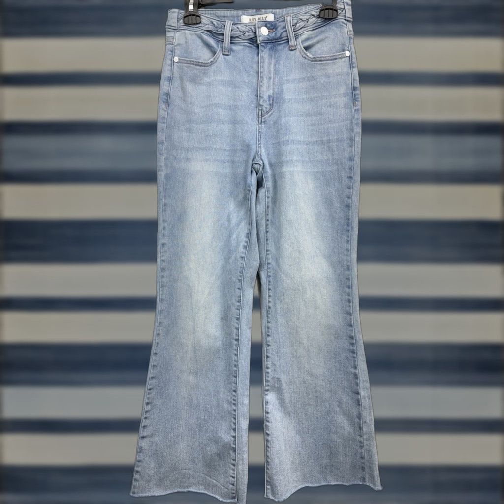 Judy Blue High Rise Wide Leg Jeans Women's Light Wash Blue Denim