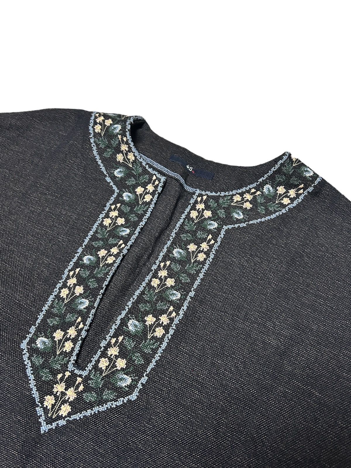 image of 45Rpm Artisanal Hand Cross Stitch Indigo Dyed Dress, Women's