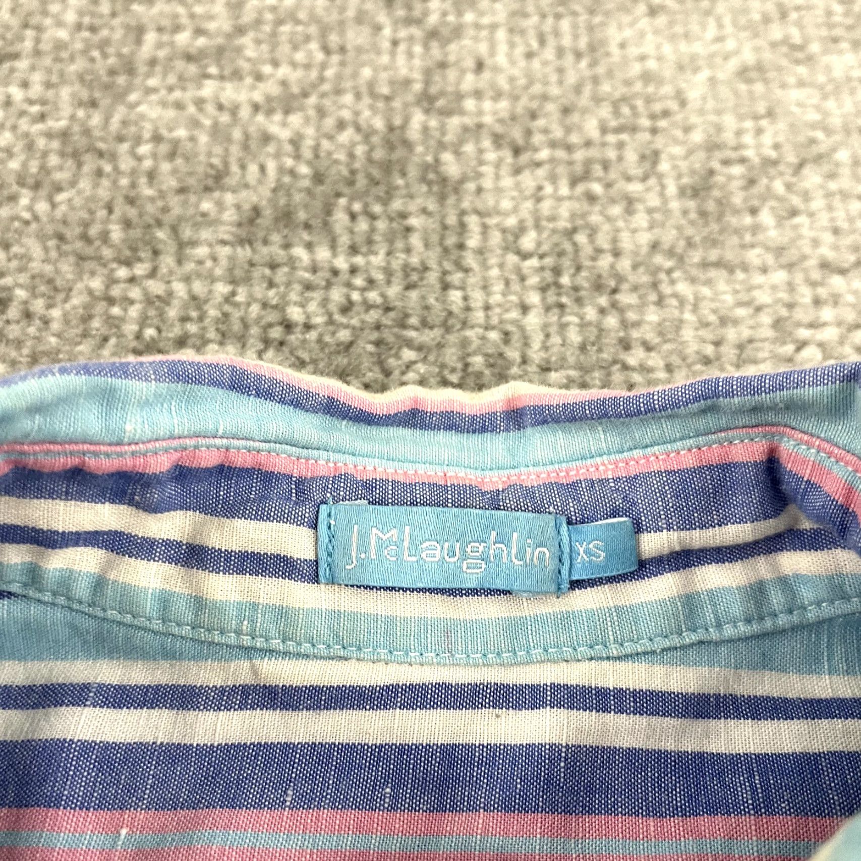 J.McLaughlin J. MCLAUGHLIN Shirt Womens XS Pastel Striped Oversized Linen Blend Popover Top Size XS / US 0-2 / IT 36-38 - 2 Thumbnail