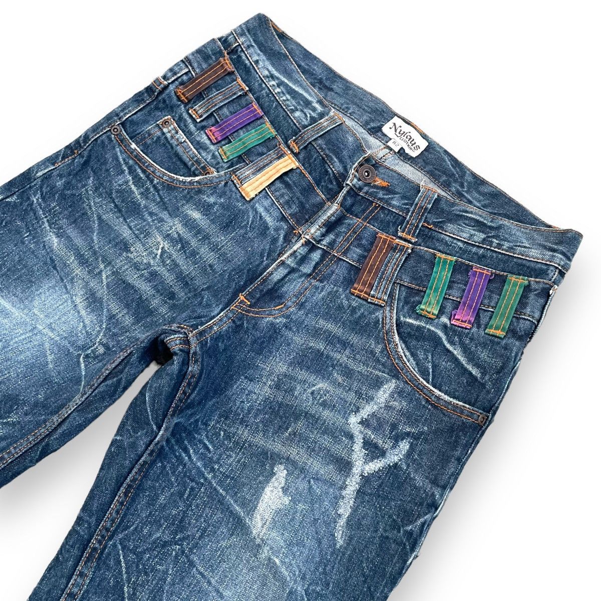 If Six Was Nine × Japanese Brand × Le Grande Bleu (L.G.B.) 🇯🇵 NYLAUS DOUBLE WAIST WASHED DENIM PANTS Size US 30 / EU 46 - 3 Thumbnail