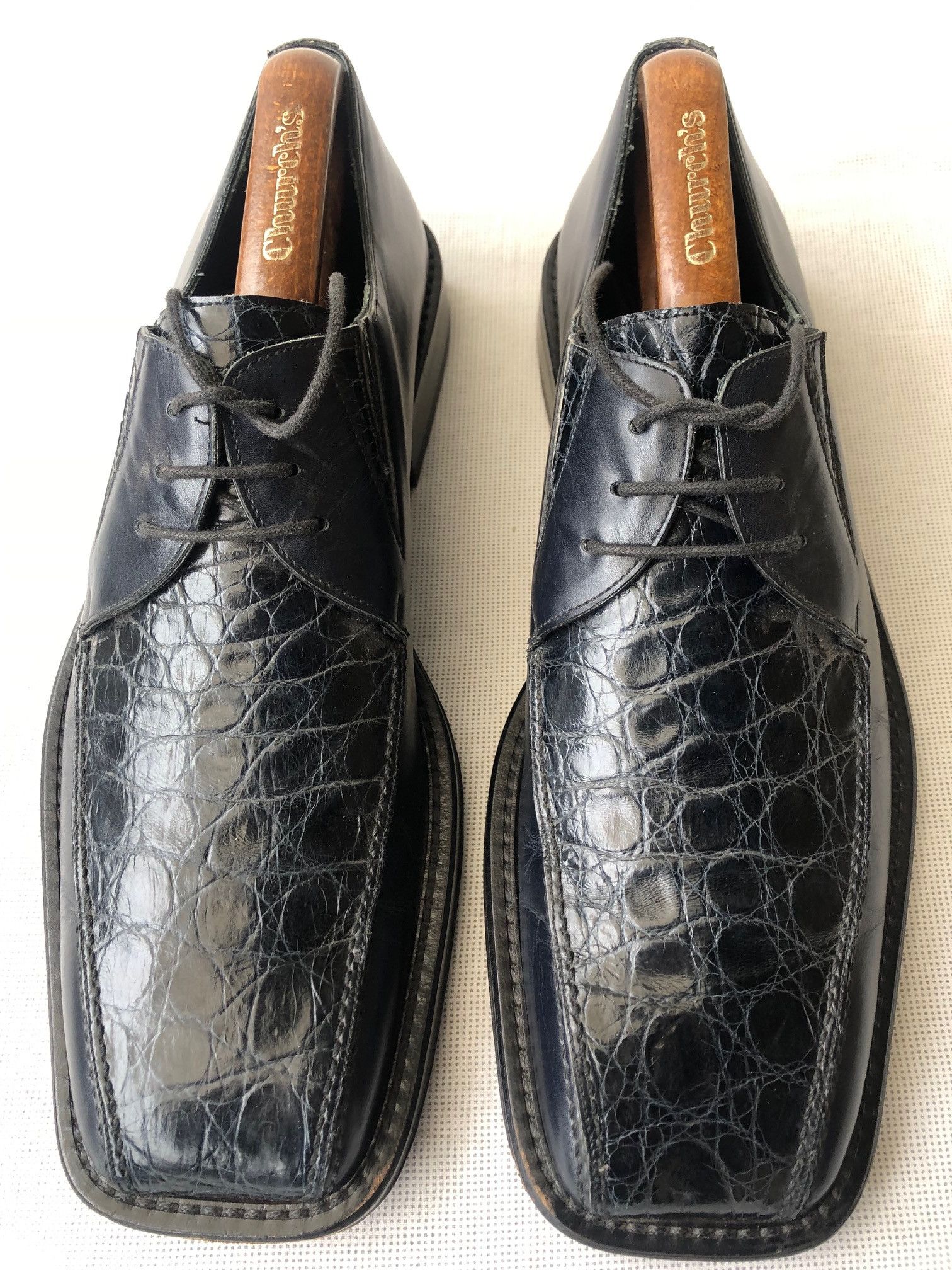 Mezlan Mezlan Dark Blue/Black Crcodile/leather Lace Up Shoes Size US 9 / EU 42 - 2 Thumbnail