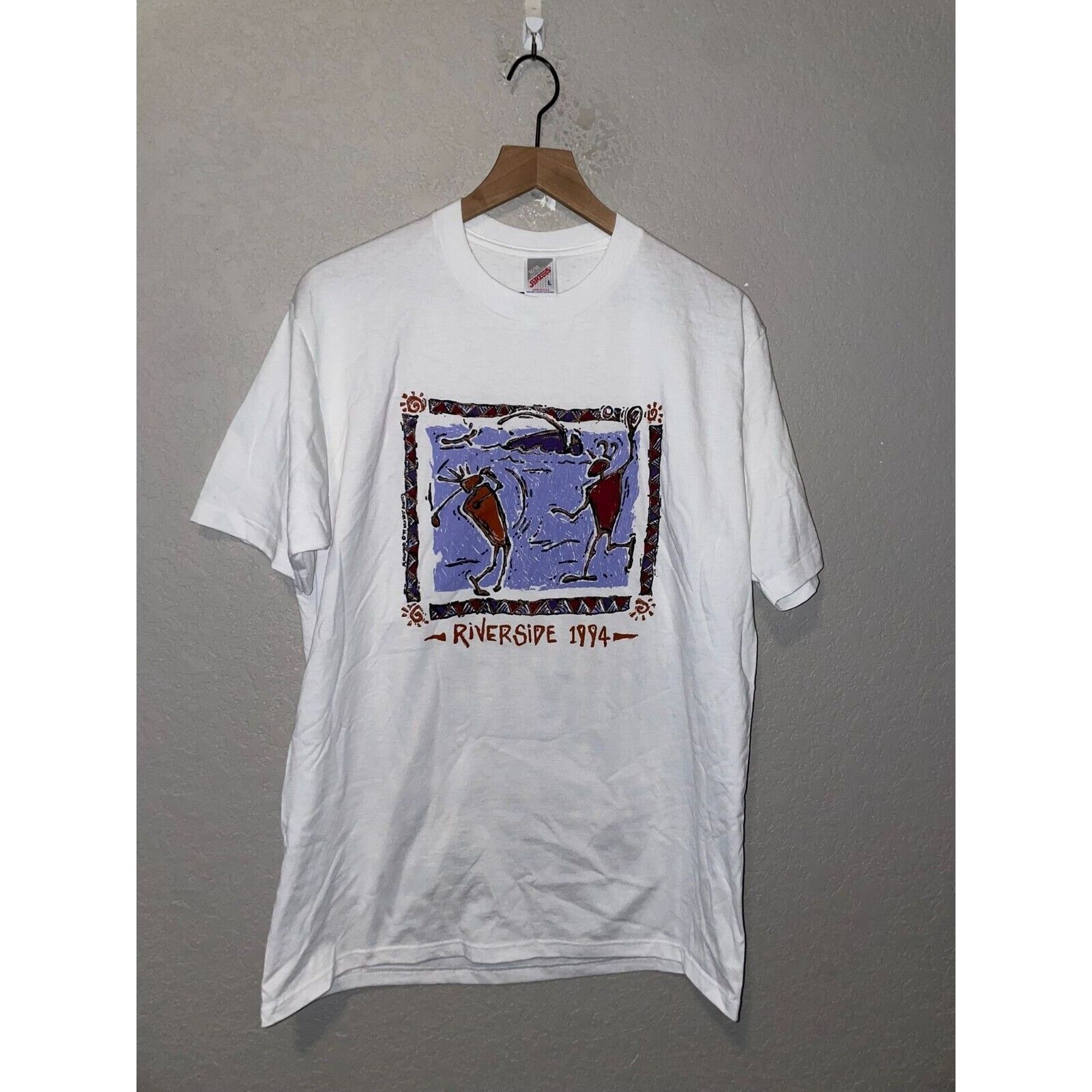 Jerzees Vintage Test Print Shirt Riverside Montana State White L Tee Size US L / EU 52-54 / 3 - 1 Thumbnail