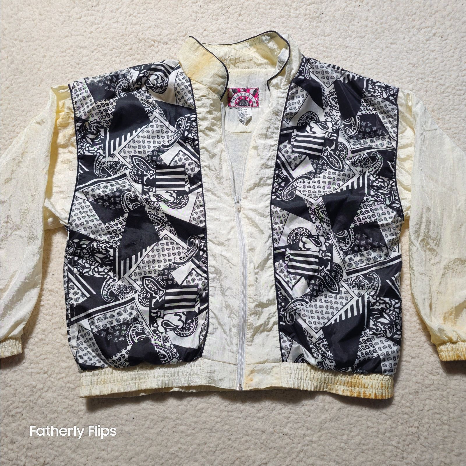 Other Vintage 90s Sunterra Kids Black White Geometric Windbreaker Size S / US 4 / IT 40 - 2 Thumbnail