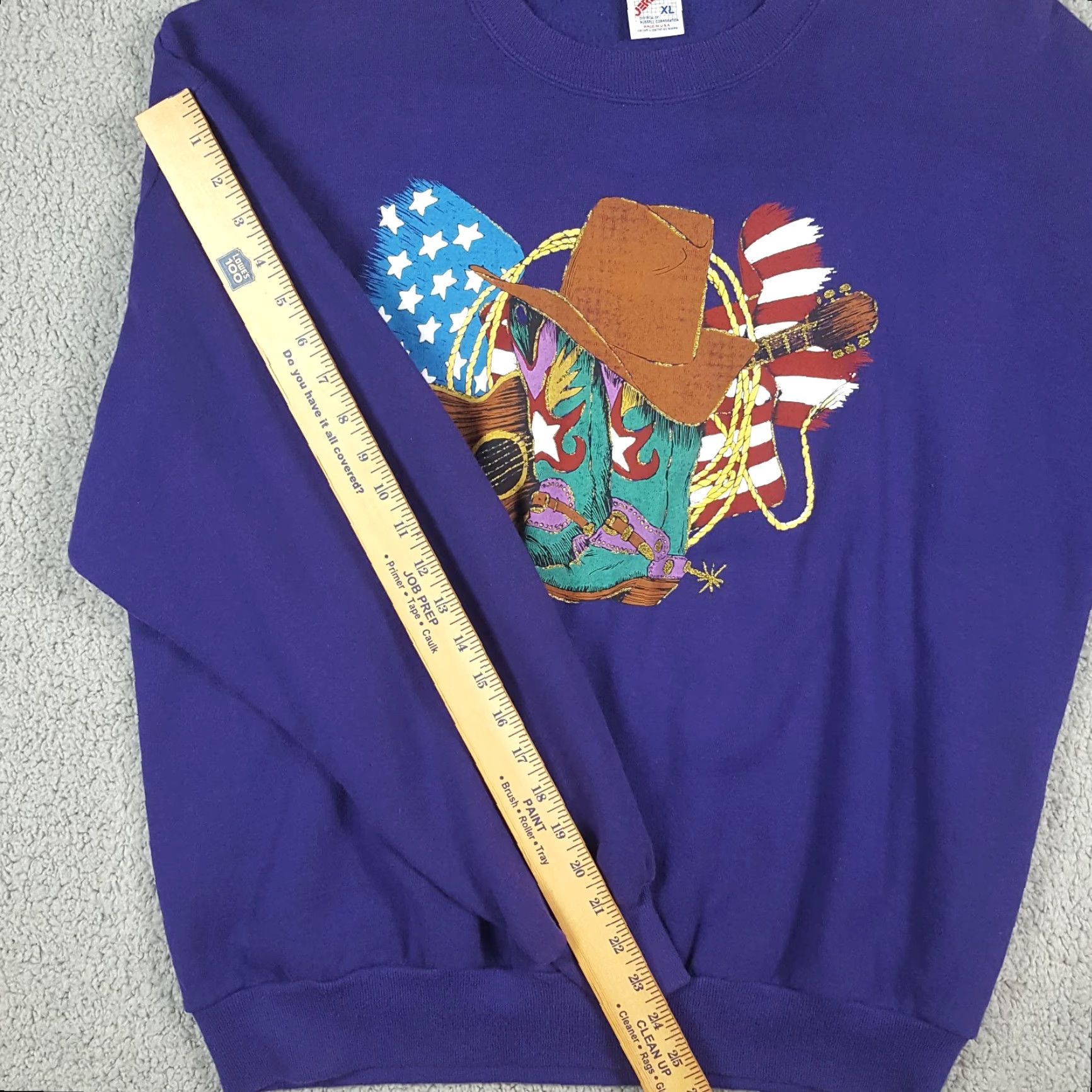 Jerzees VINTAGE Jerzees Sweatshirt 90s Western Cowboy XL Purple Crewneck Pullover Men's Size US XL / EU 56 / 4 - 6 Thumbnail