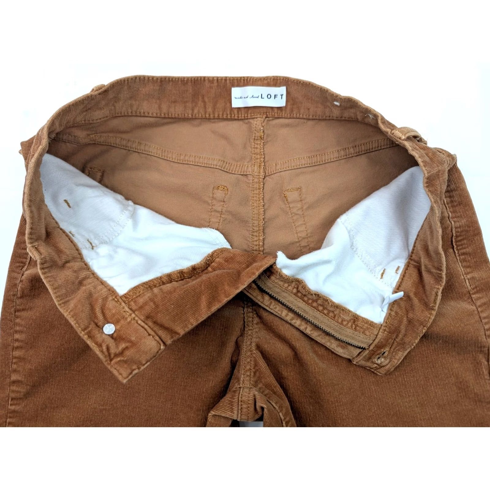 Ann Taylor Ann Taylor Loft High Waist Straight Corduroy Pants Women 8 29x26 Burnt Orange Size 30" / US 8 / IT 44 - 6 Thumbnail