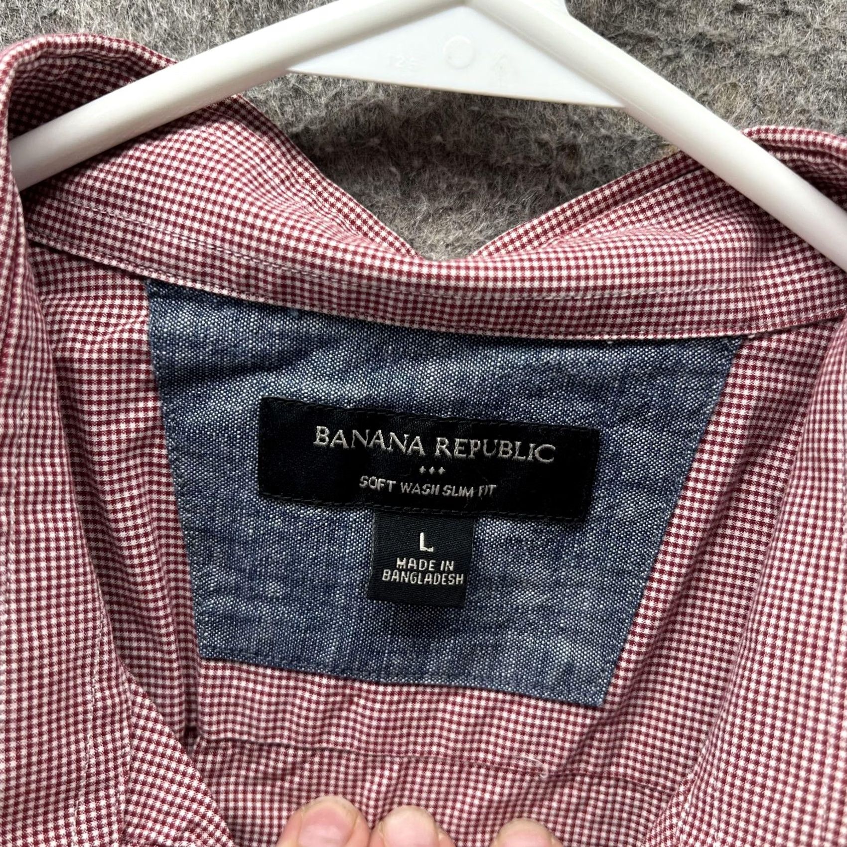 Banana Republic Banana Republic Shirt Mens Large Red Gingham Slim Fit Cotton Casual Button-Up Long Sleeve Size US L / EU 52-54 / 3 - 3 Thumbnail