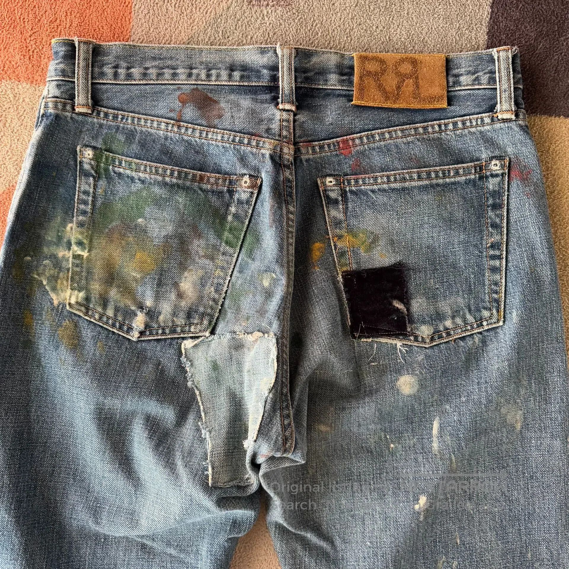 RRL Ralph Lauren RRL Distressed Paint Patch Jeans. Size US 30 / EU 46 - 7 Thumbnail