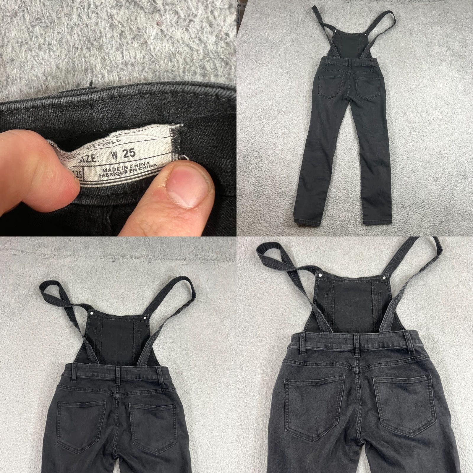 Free People Free People Black Denim Cropped Overalls Boho Distressed Size 25 Jeans Women Vintage No Size 42" / US 20 - 9 Thumbnail