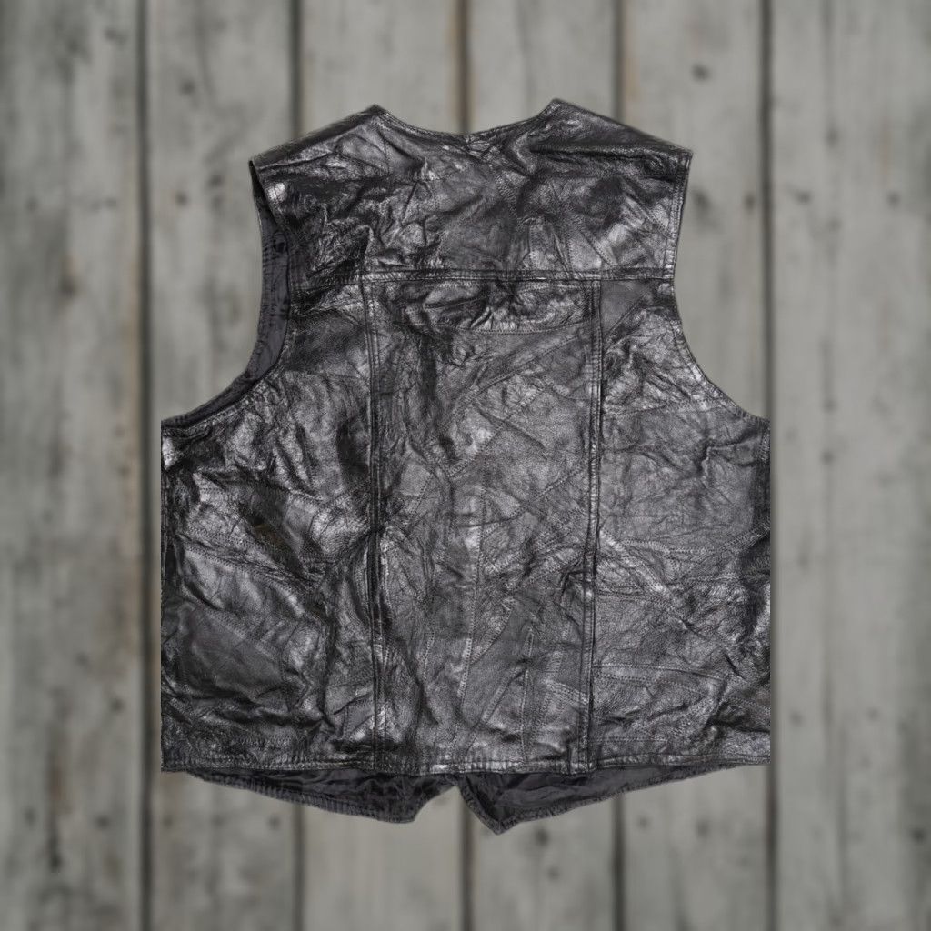 Vintage VINTAGE Navarre Leather Company Stitched Patchwork Leather Vest 3X-Large Black 1990s Mens/Boys Size US XXL / EU 58 / 5 - 1 Thumbnail