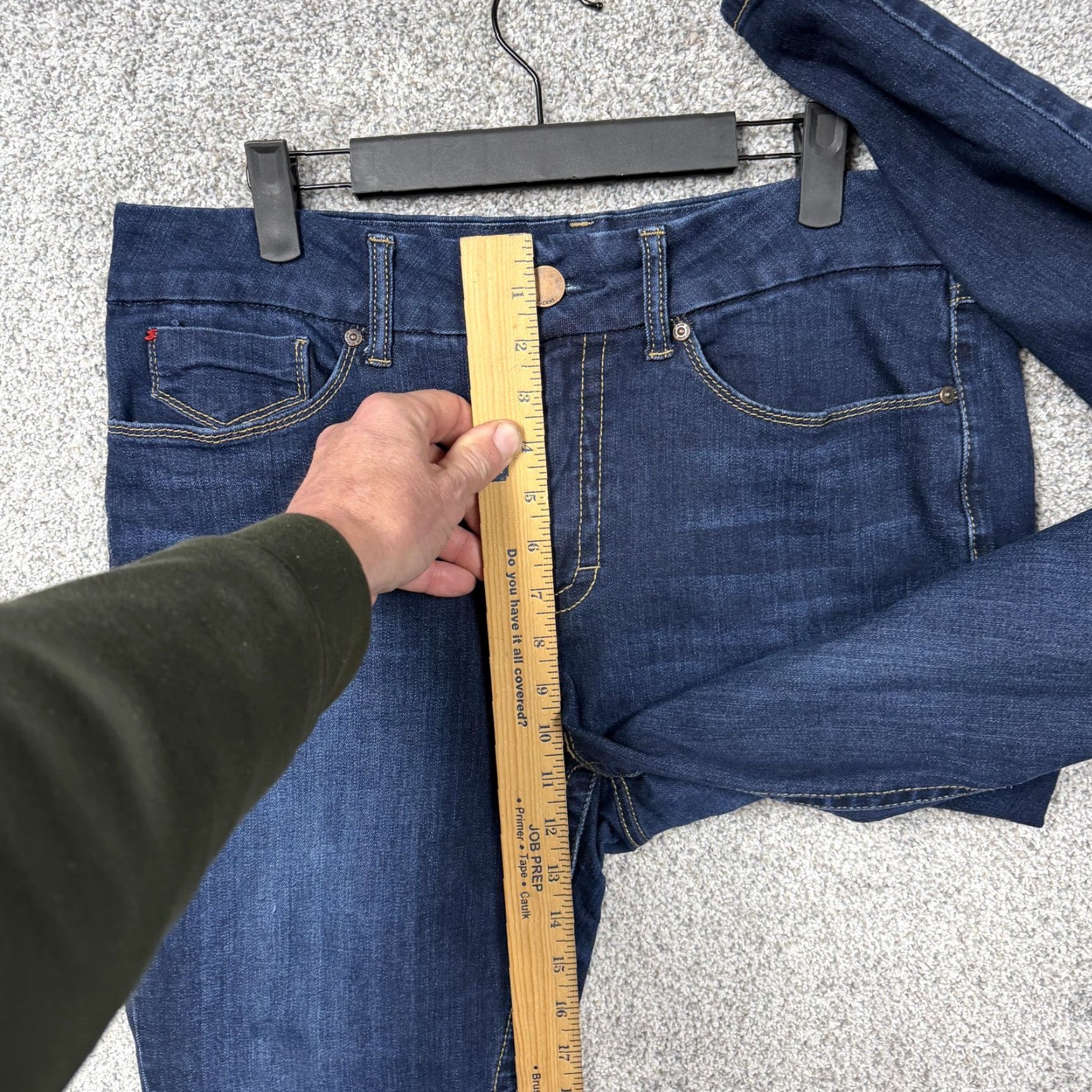 Vintage Seven7 Tummyless High Rise Skinny Jeans Womens 12 Blue Dark Wash Stretch Denim Size 34" / US 12 / IT 48 - 5 Thumbnail