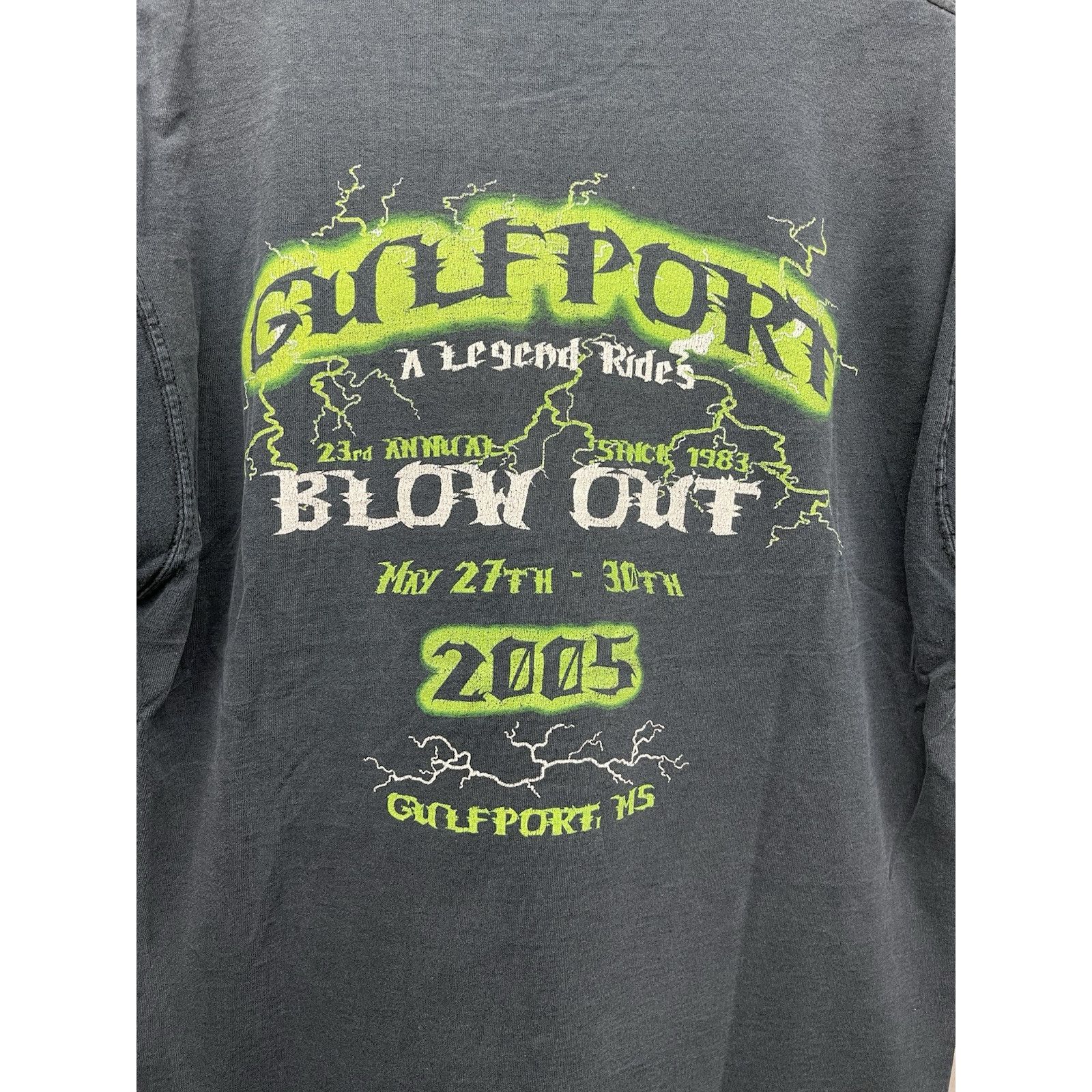 Hanes Vintage 2005 Y2K Gulfport Blowout Green Skull Flame Biker Sk Size US L / EU 52-54 / 3 - 8 Thumbnail