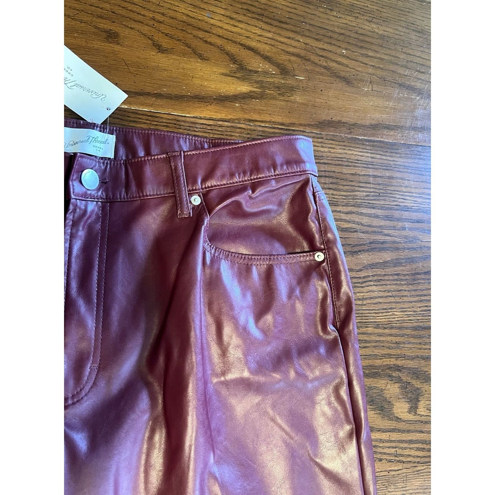 Vintage VINTAGE Universal Thread Womens Mid Rise 90s Faux Leather Pants Magenta 16R NWT Women's Pants Size 38" / US 16 / IT 52 - 6 Thumbnail