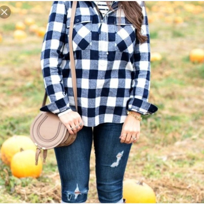 J.Crew J. Crew Buffalo Check Blue Half Zip Shirt Jacket Shacket Size S / US 4 / IT 40 - 7 Thumbnail