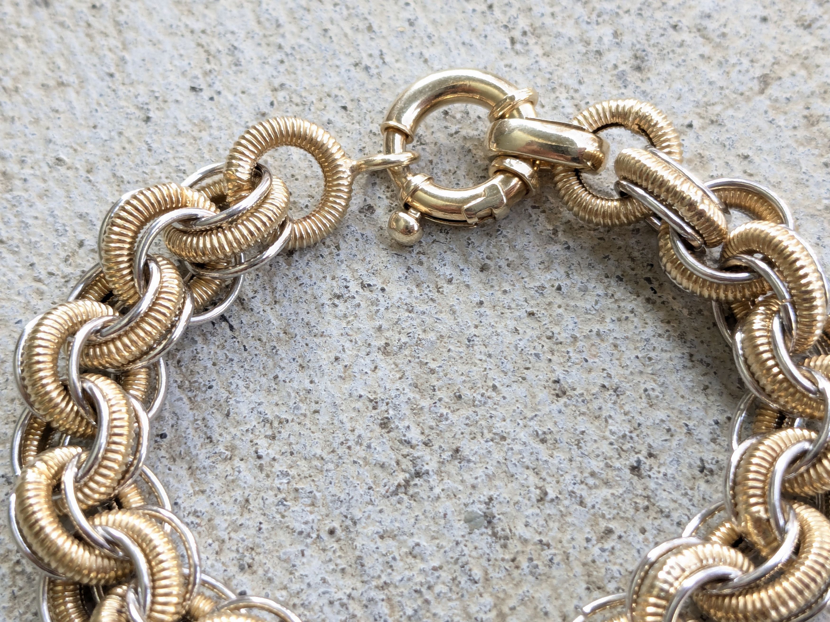 Sterling Silver Milor Sterling Silver Bracelet Round Vermeil Gold Plated 7.5 Size ONE SIZE - 7 Thumbnail