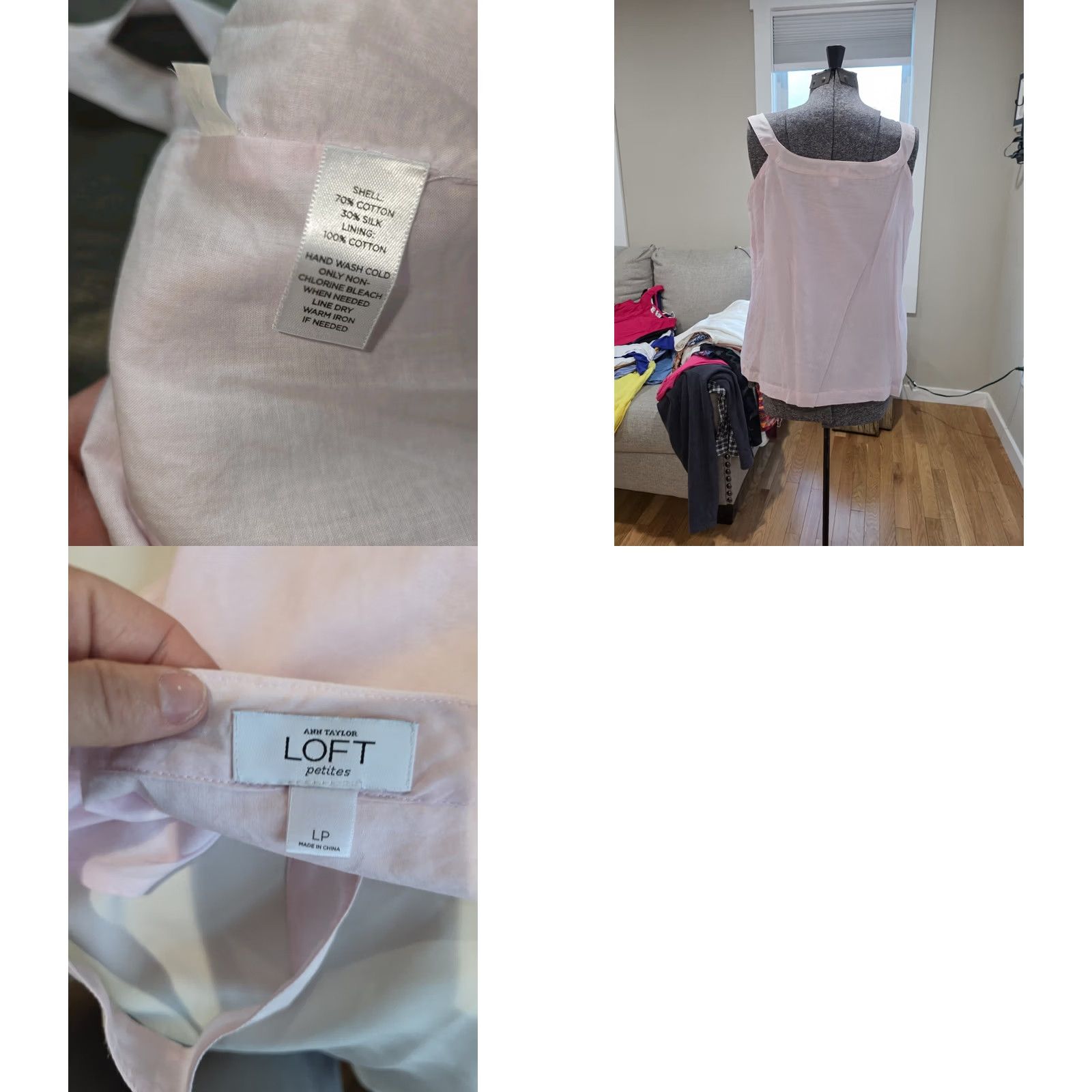 Loft Loft Anne Taylor Petite Large Cami Top Scoop Neck Pink Womens Tank PL Size L / US 10 / IT 46 - 8 Thumbnail