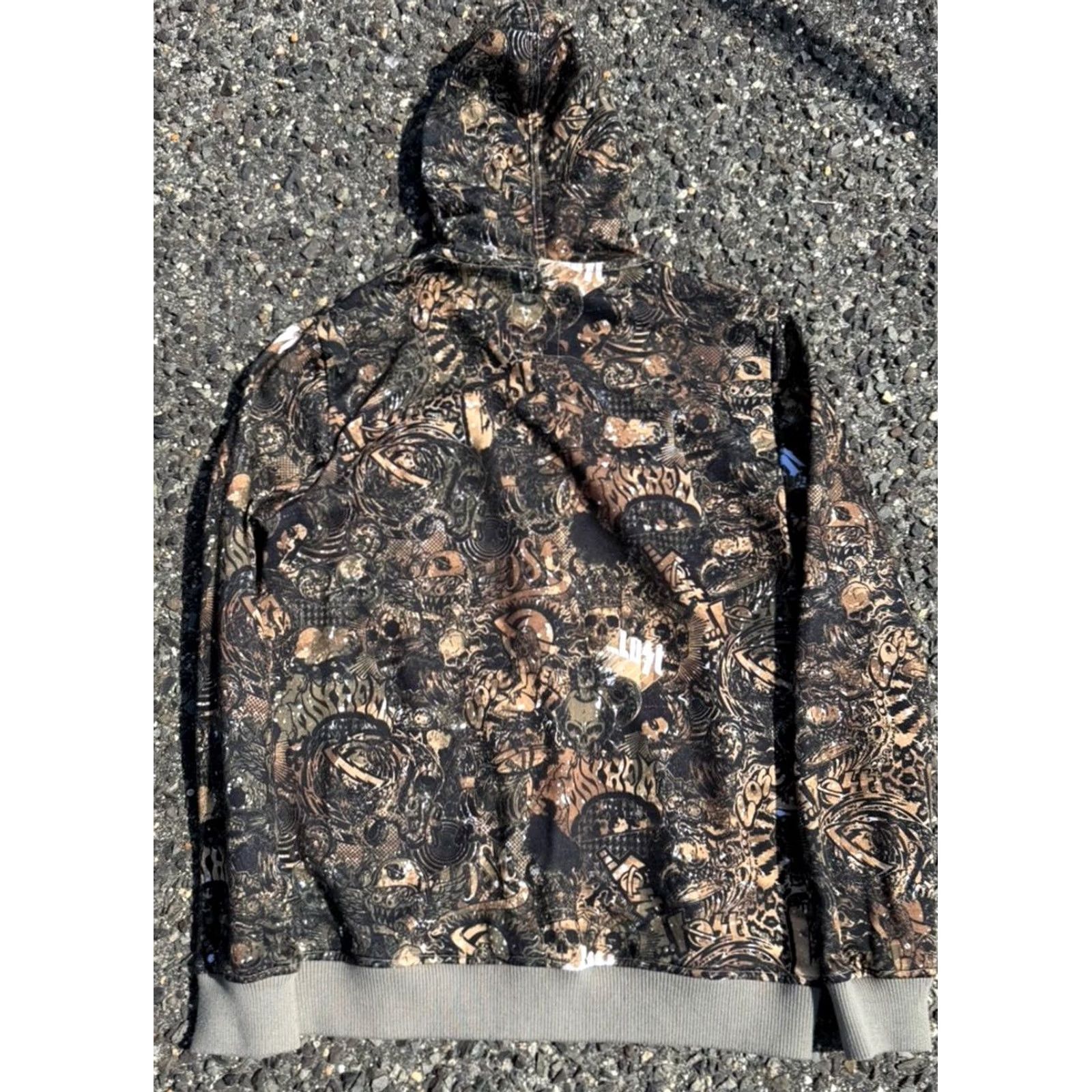 Vintage VINTAGE Lost Enterprises Hoodie Mens M Brown Skater 90s Y2K Graffiti Skull Graphic Print Pocket Pouch Size US M / EU 48-50 / 2 - 3 Thumbnail