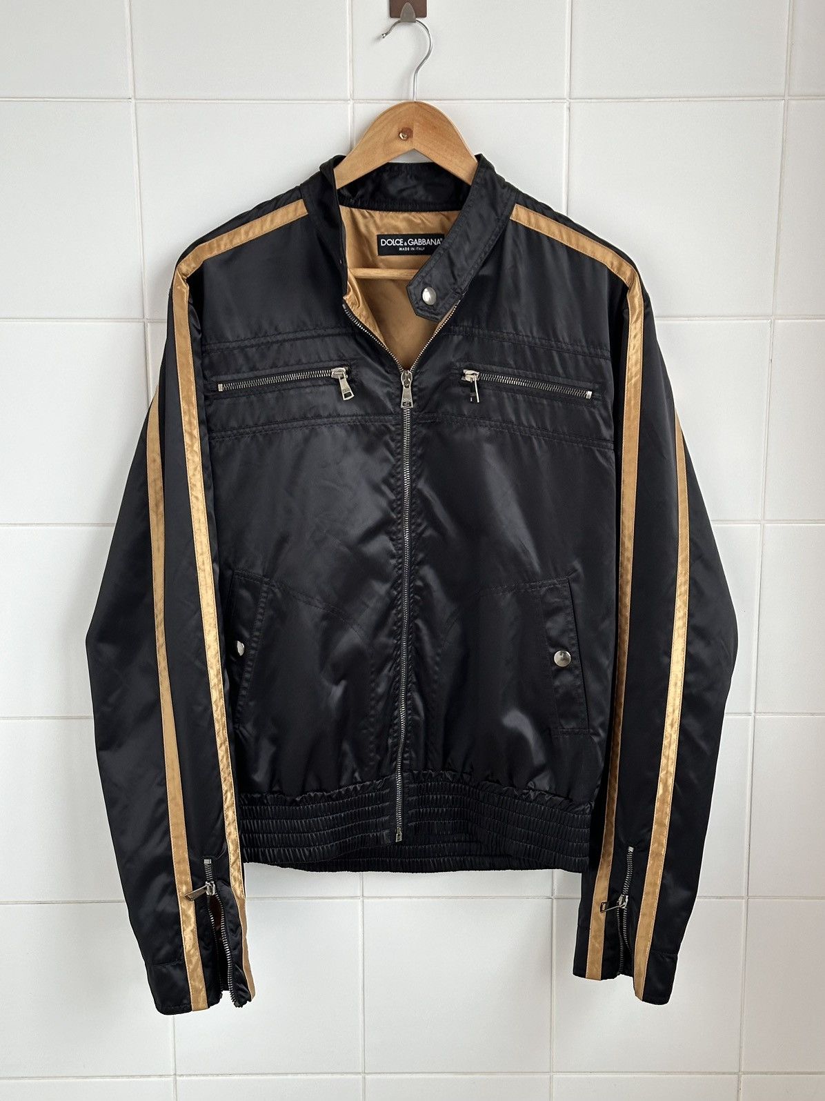 Dolce & Gabbana Dolce & Gabbana SS/04 Nylon Black/Gold Bomber Jacket M Size Size US M / EU 48-50 / 2 - 1 Thumbnail