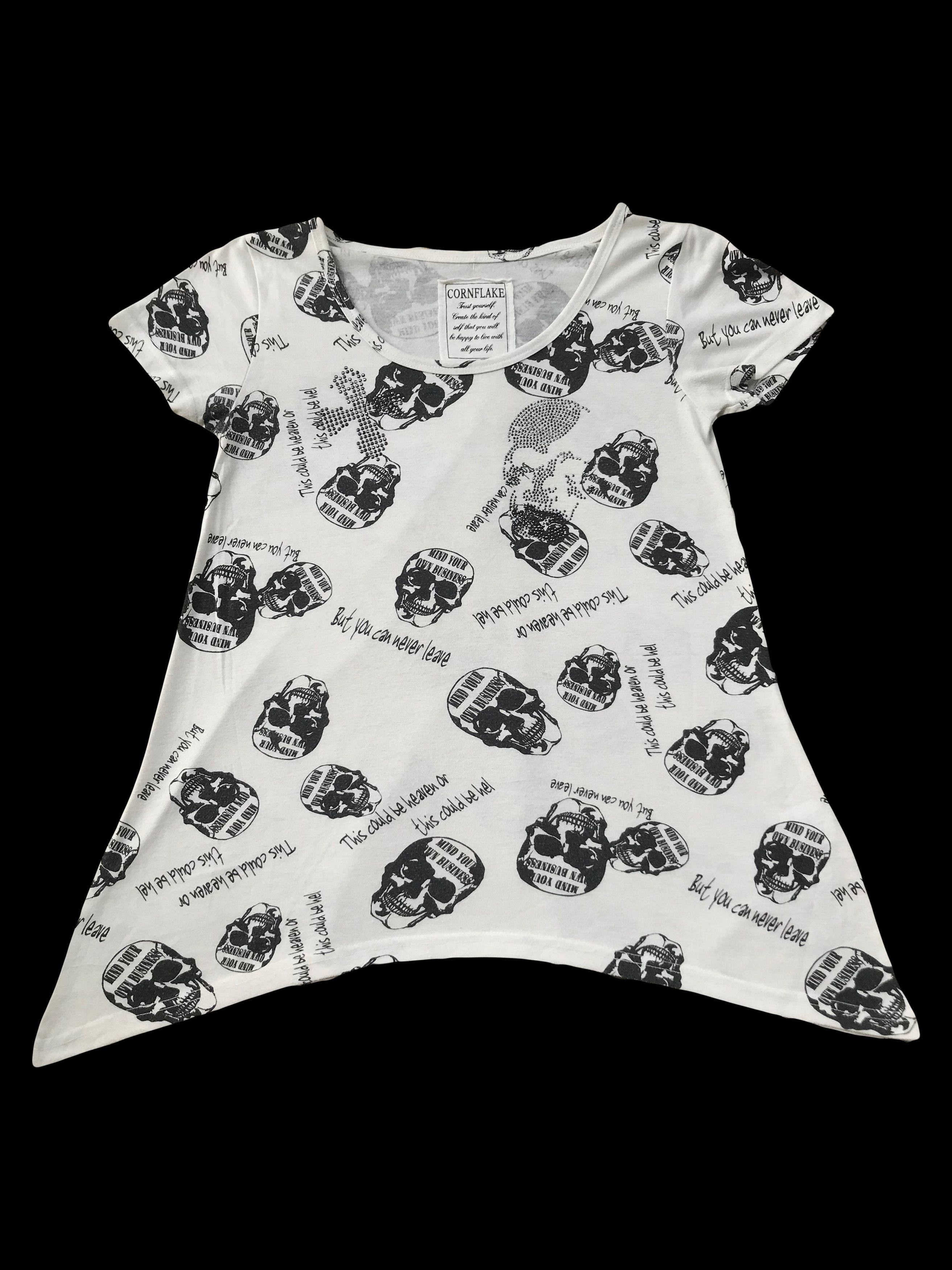 If Six Was Nine × Japanese Brand × Le Grande Bleu (L.G.B.) Japanese Brand Cornflake Beaded Skull Print T-Shirt Size S / US 4 / IT 40 - 1 Thumbnail
