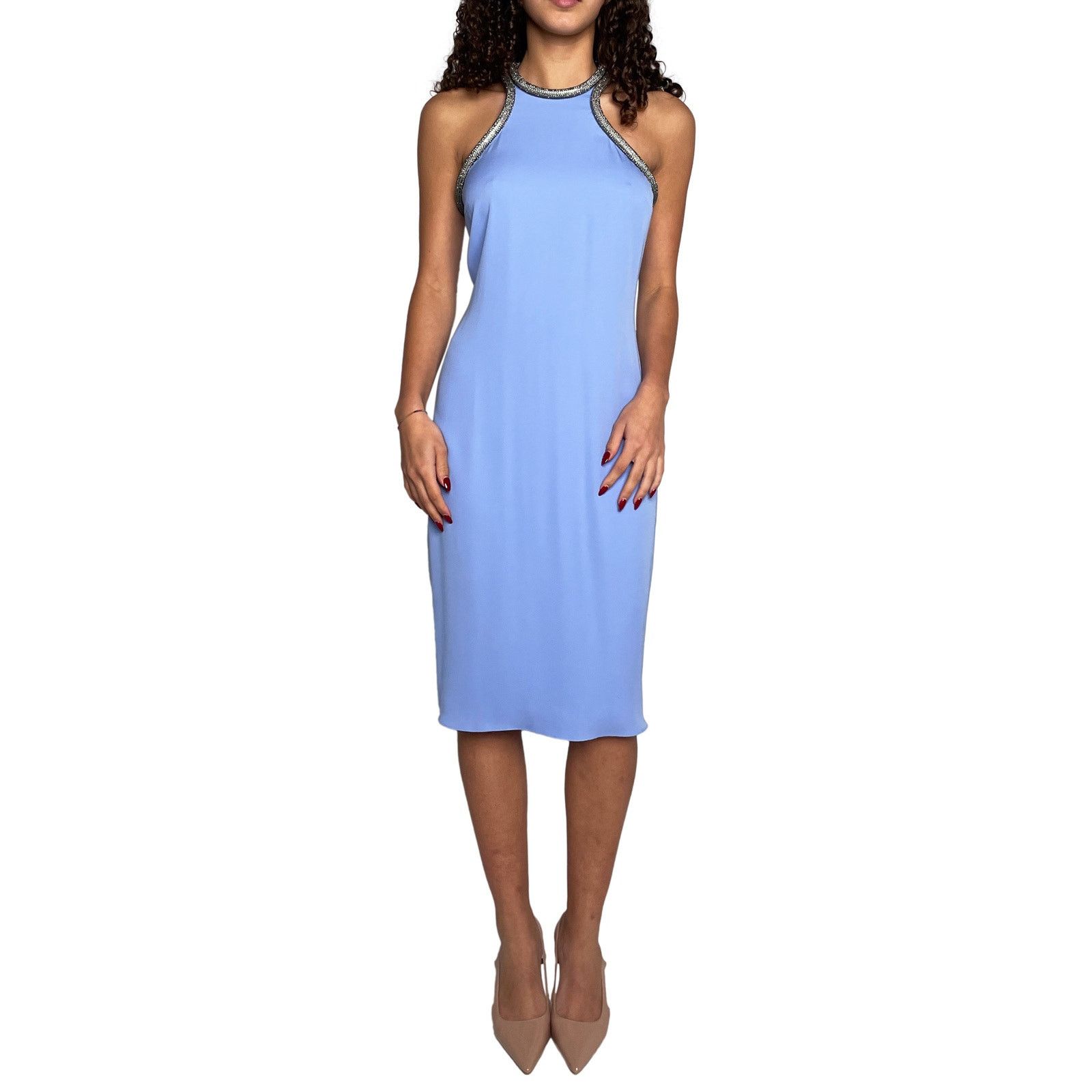 gucci light blue dress Gucci Belted Silk-Satin Jacquard Shirt Dress - Blue