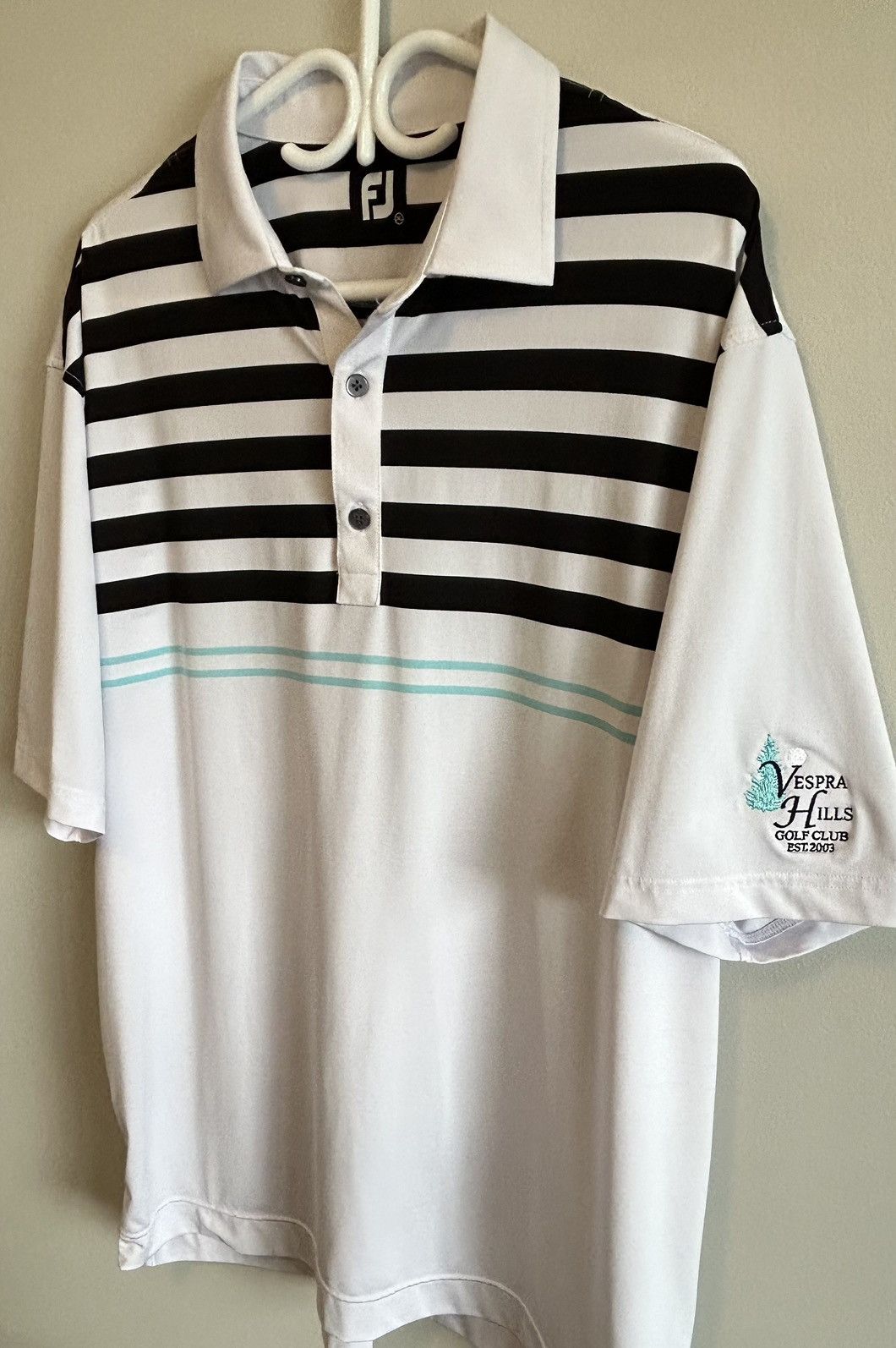 Footjoy Footjoy Men’s White & Black Stripped Golf Polo Shirt Size US XXL / EU 58 / 5 - 3 Thumbnail
