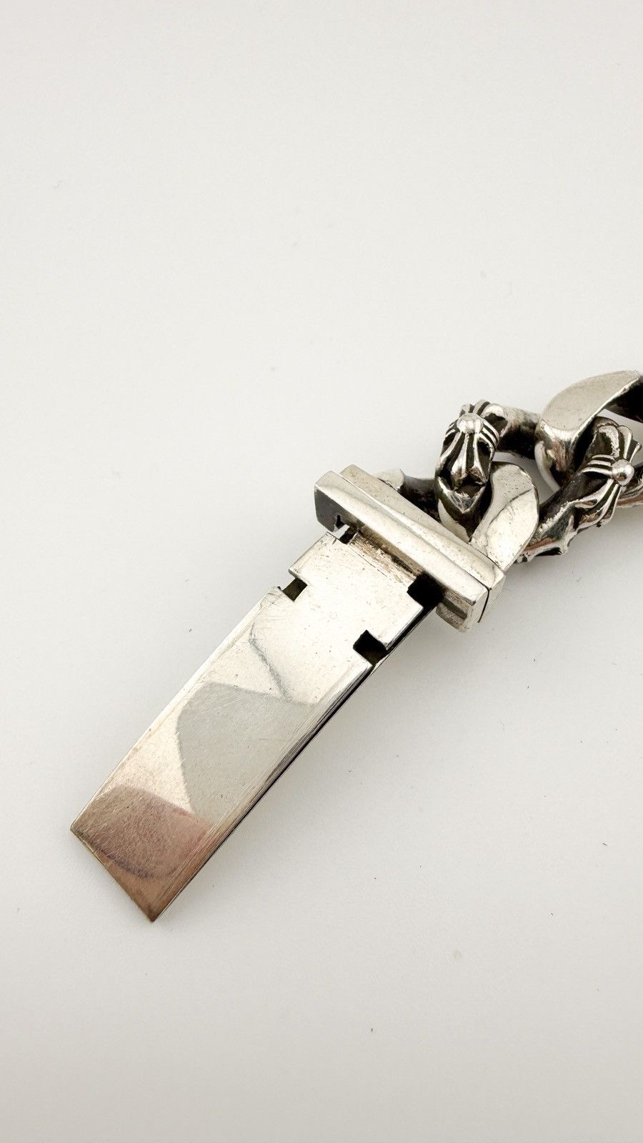 Chrome Hearts SUPER RARE! Silver ID Cross Fancy Link Cuban Bracelet Size ONE SIZE - 7 Thumbnail