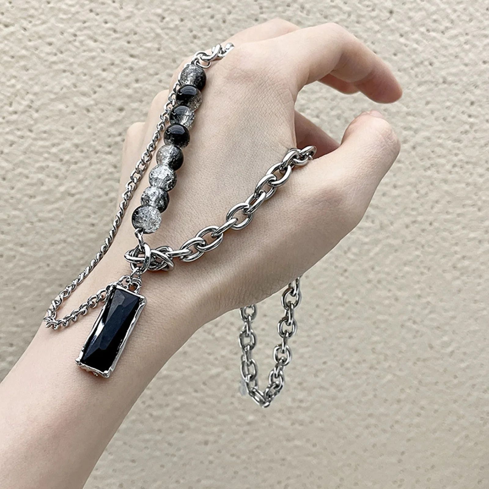 Jewelry × Vintage Stylish Black Stone Choker Necklace Size ONE SIZE - 4 Thumbnail