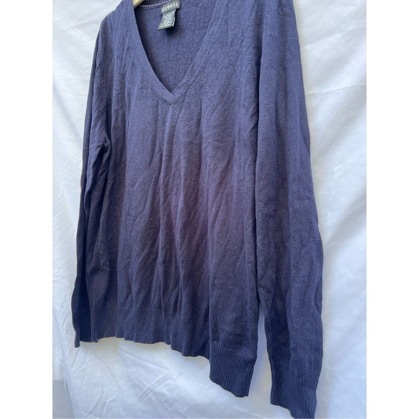 George George Blue Long Sleeve V-Neck Top Woman’s Size XL Size XL / US 12-14 / IT 48-50 - 2 Thumbnail