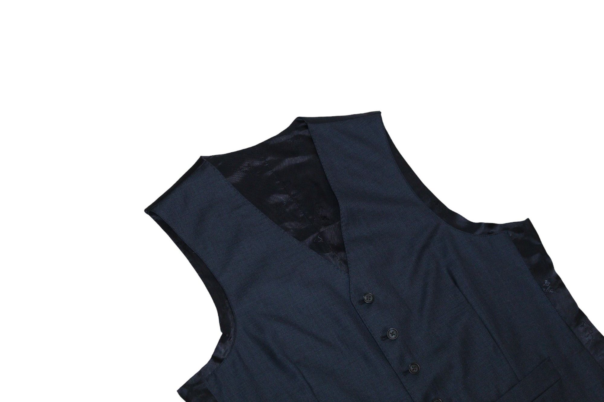 SCABAL Scabal Classic Fit Formal Solid Navy Blue New Wool Waistcoat Size 50S - 3 Thumbnail