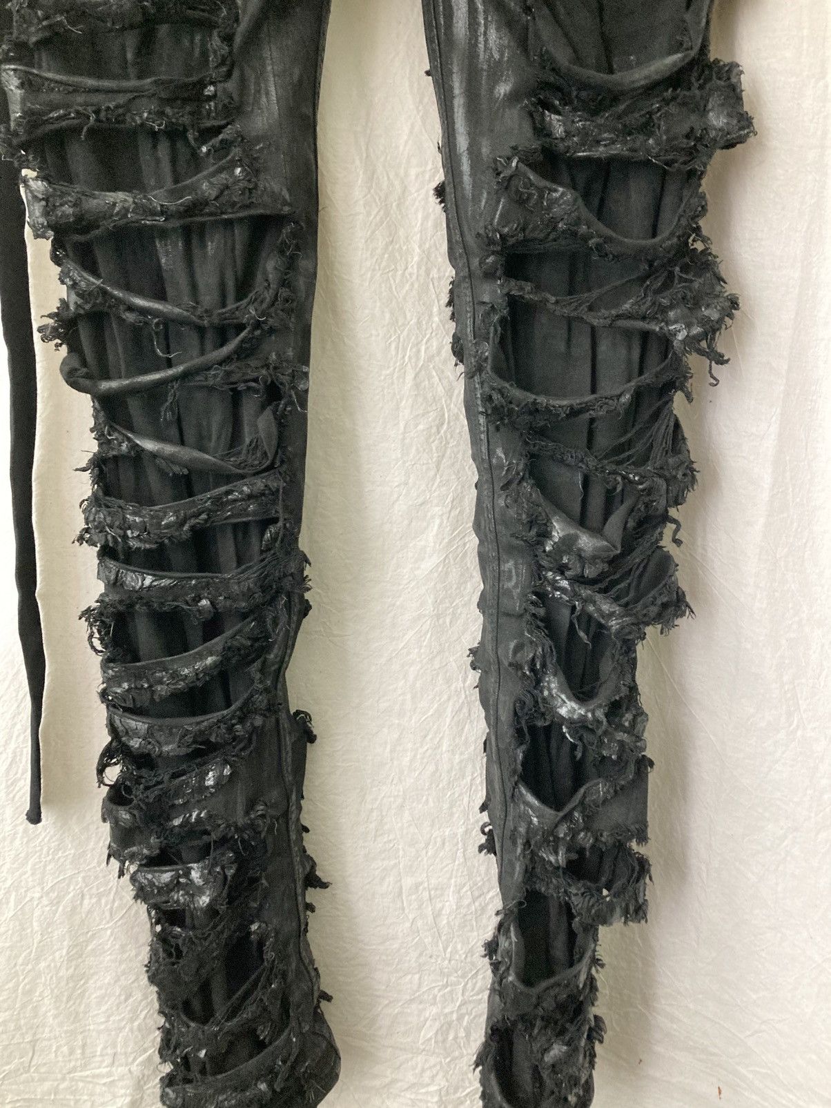 Rick Owens Black Foil Slash Stretch Denim