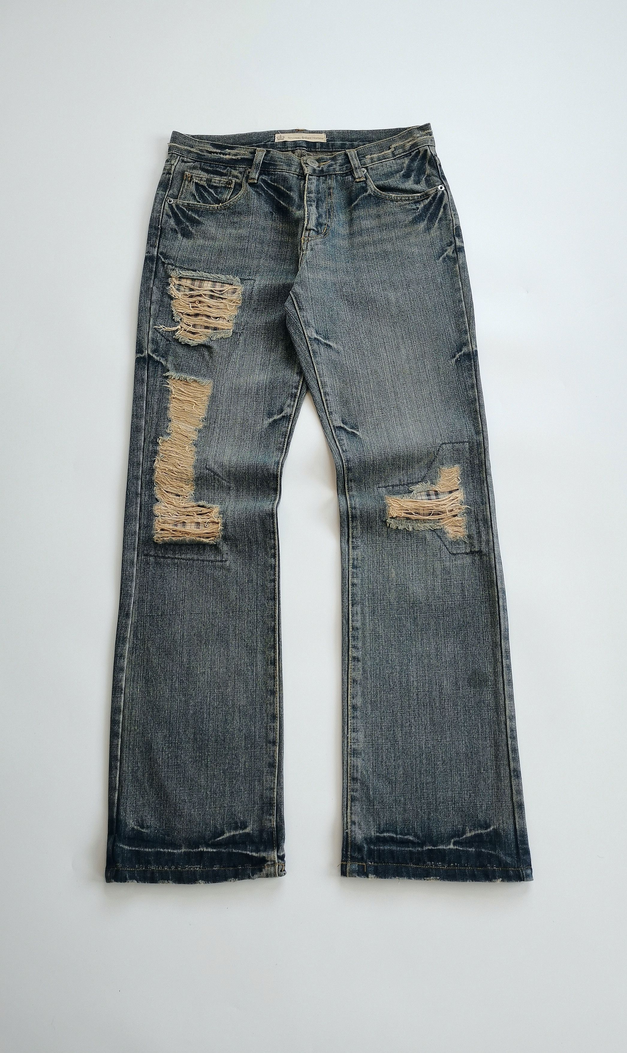 Kapital Nouveau Brillant Homme Patches Flare Denim Jeans 32x33 Size US 31 - 1 Thumbnail
