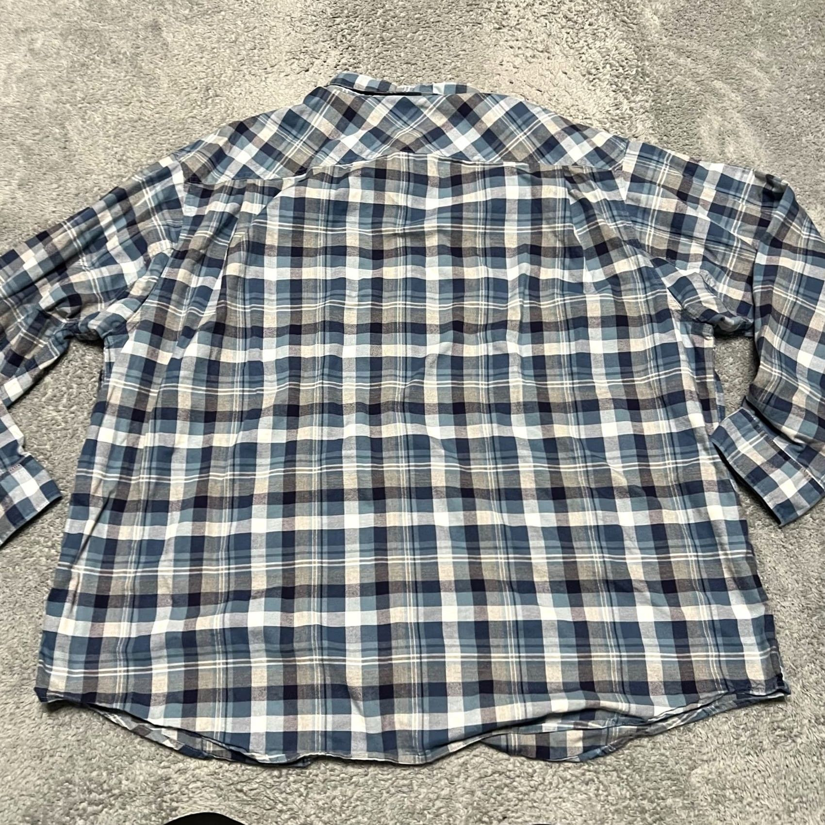 Duluth Trading Company Duluth Trading Iron Mountain Oxford Relaxed Shirt 3XL Blue Plaid Mens 74250 Size US XXL / EU 58 / 5 - 3 Thumbnail