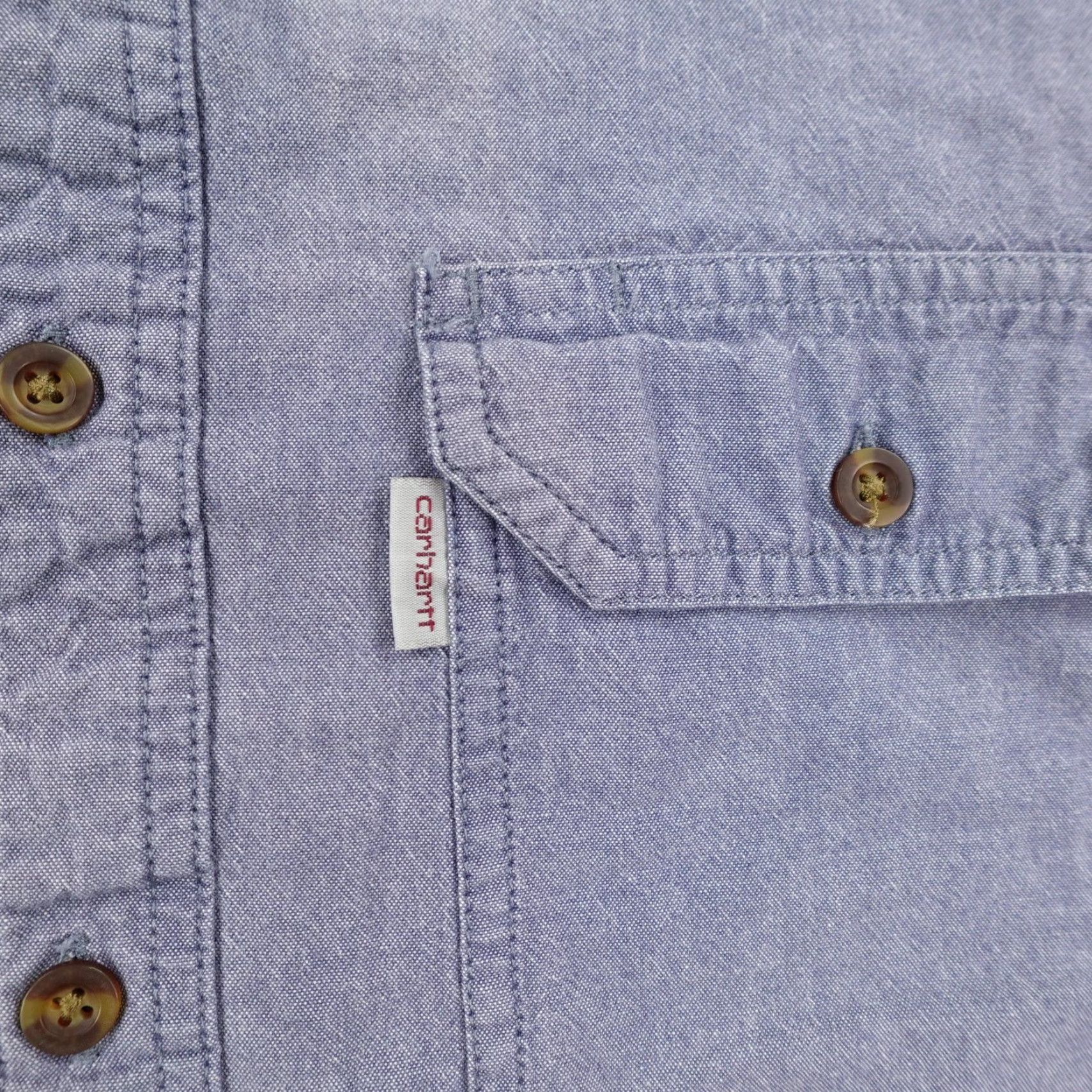 Carhartt VINTAGE Carhartt Shirt Mens LT Blue Chambray Button-Up Work Utility Midweight Long Sleeve Button-Down Casual Mens Size US L / EU 52-54 / 3 - 3 Thumbnail