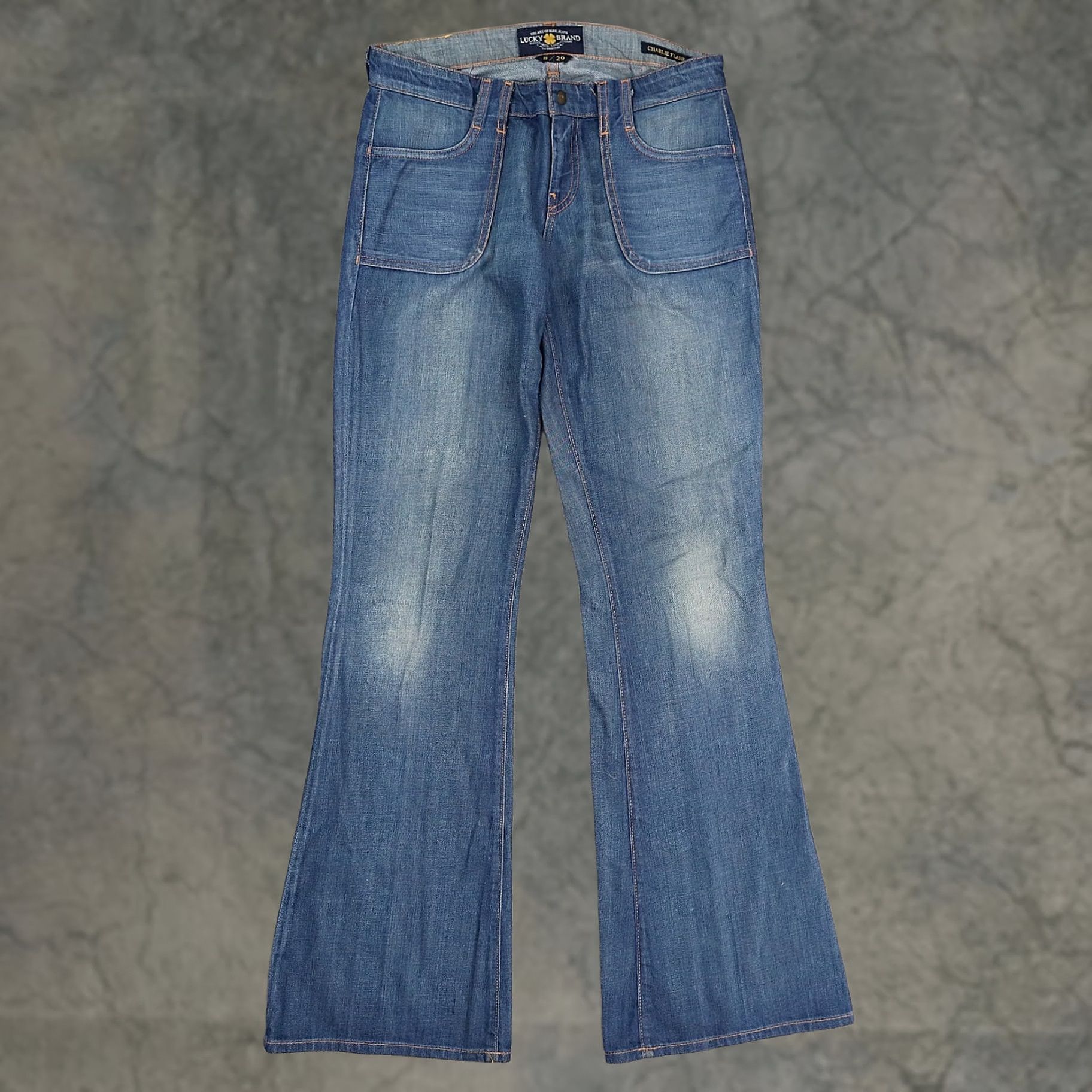 Lucky Brand Women's Lucky Brand Charlie Flare Jeans 8 29 Low Rise Blue Denim Abbey Trouser Size 29" - 1 Thumbnail