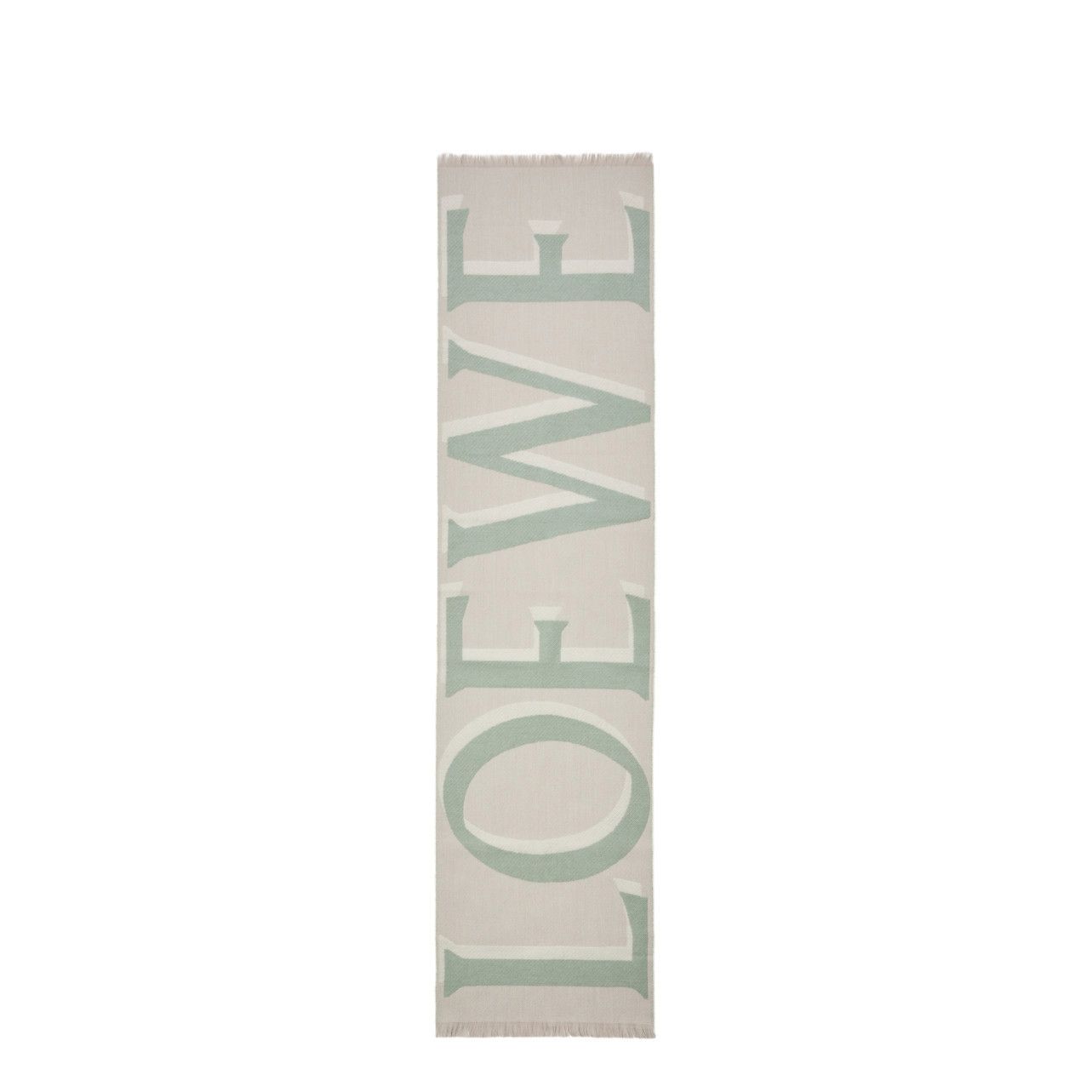 LOEWE $790 Light Beige/Light Green Wool And Cashmere Scarf N
