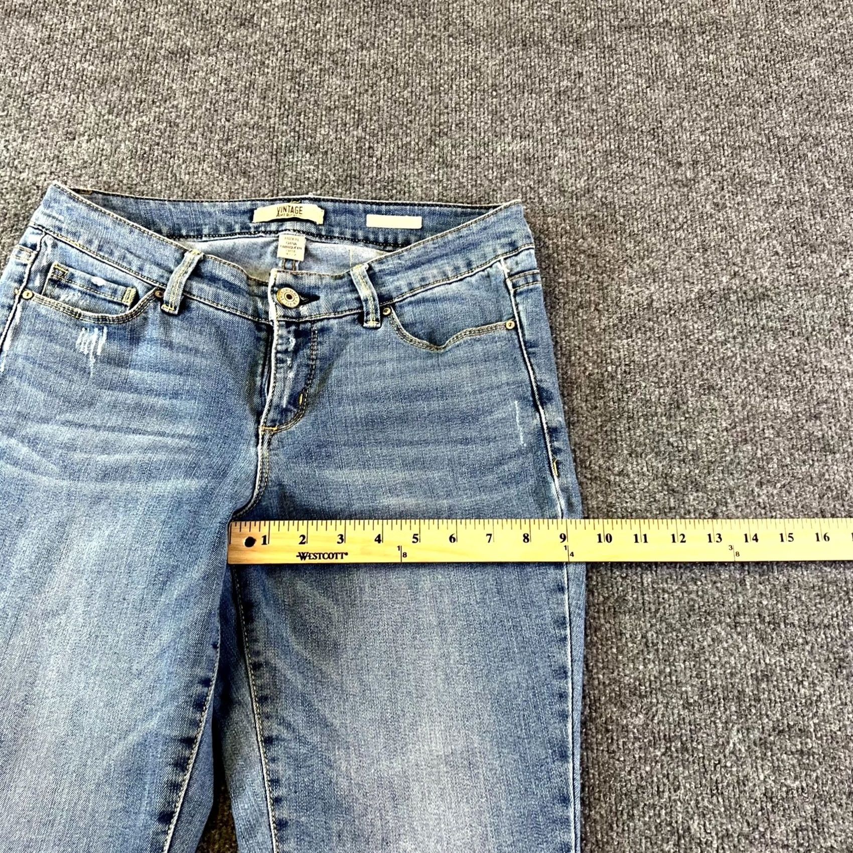 Vintage Vintage America Blues Boho Cropped Jeans Women 4 Blue Denim Stretch Size 27" / US 4 / IT 40 - 4 Thumbnail