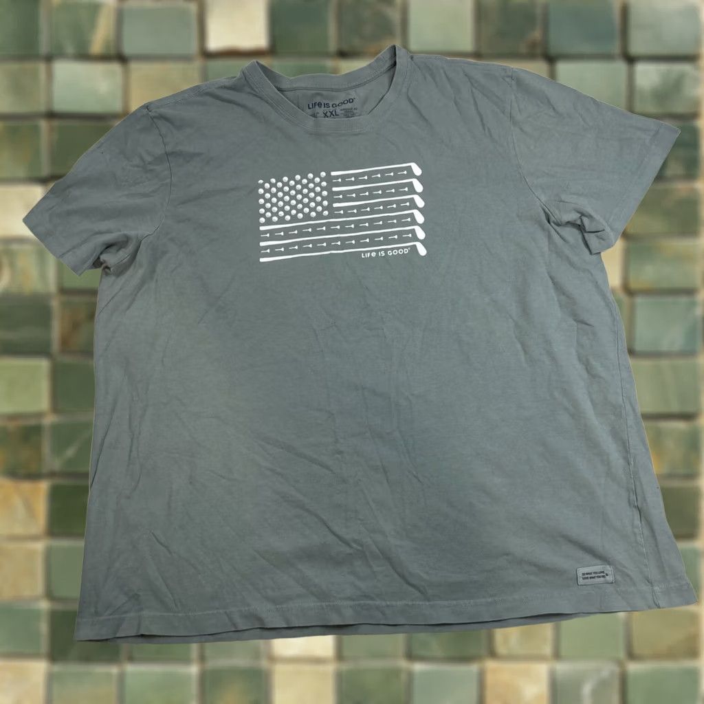 Life is Good Life is Good Shirt Mens 2XL T-Shirt Crew Neck Bluegreen Flag Golf Crusher Crew Neck Short Sleeve Regular 2XL Mens Size US XXL / EU 58 / 5 - 1 Thumbnail