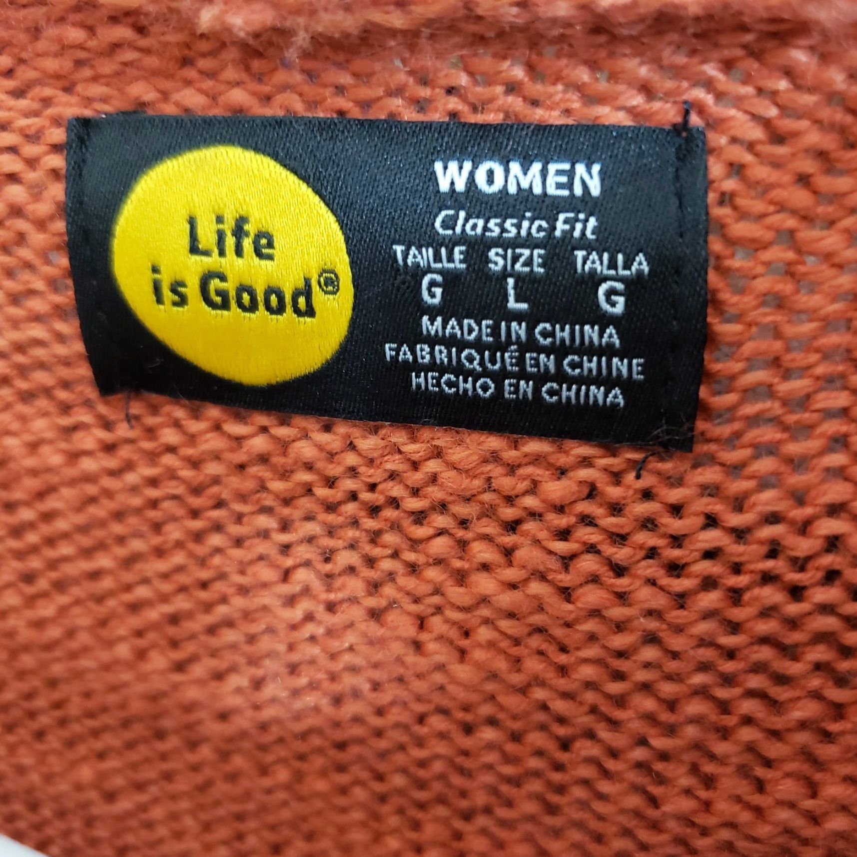 Life is Good Life is Good Womens Pullover Sweater L Orange Long Sleeve Cotton Blend Size L / US 10 / IT 46 - 6 Thumbnail