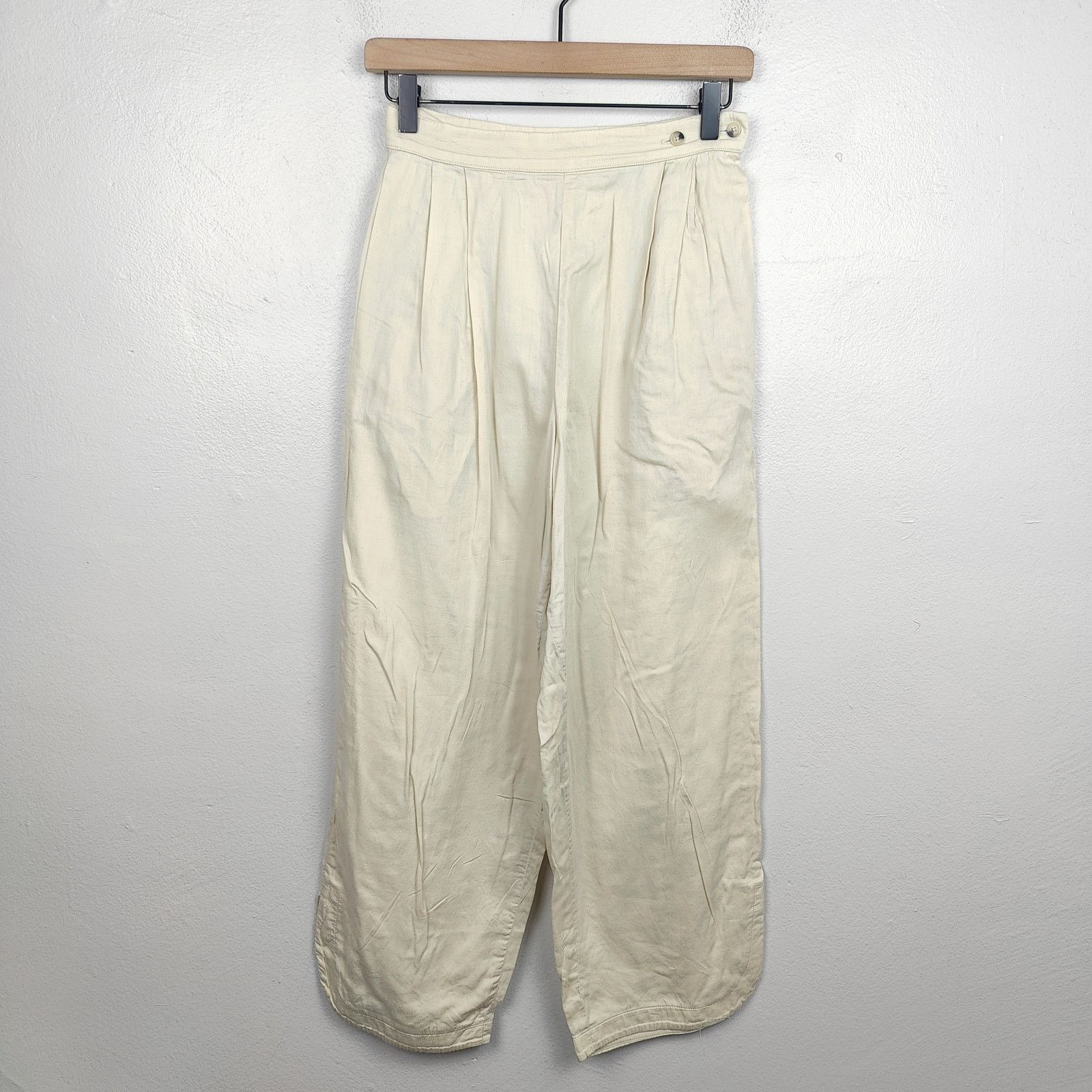 Black Crane Black Crane Pants Womens XS Cream Wide Leg Pleated Size 26" / US 2 / IT 38 - 1 Thumbnail