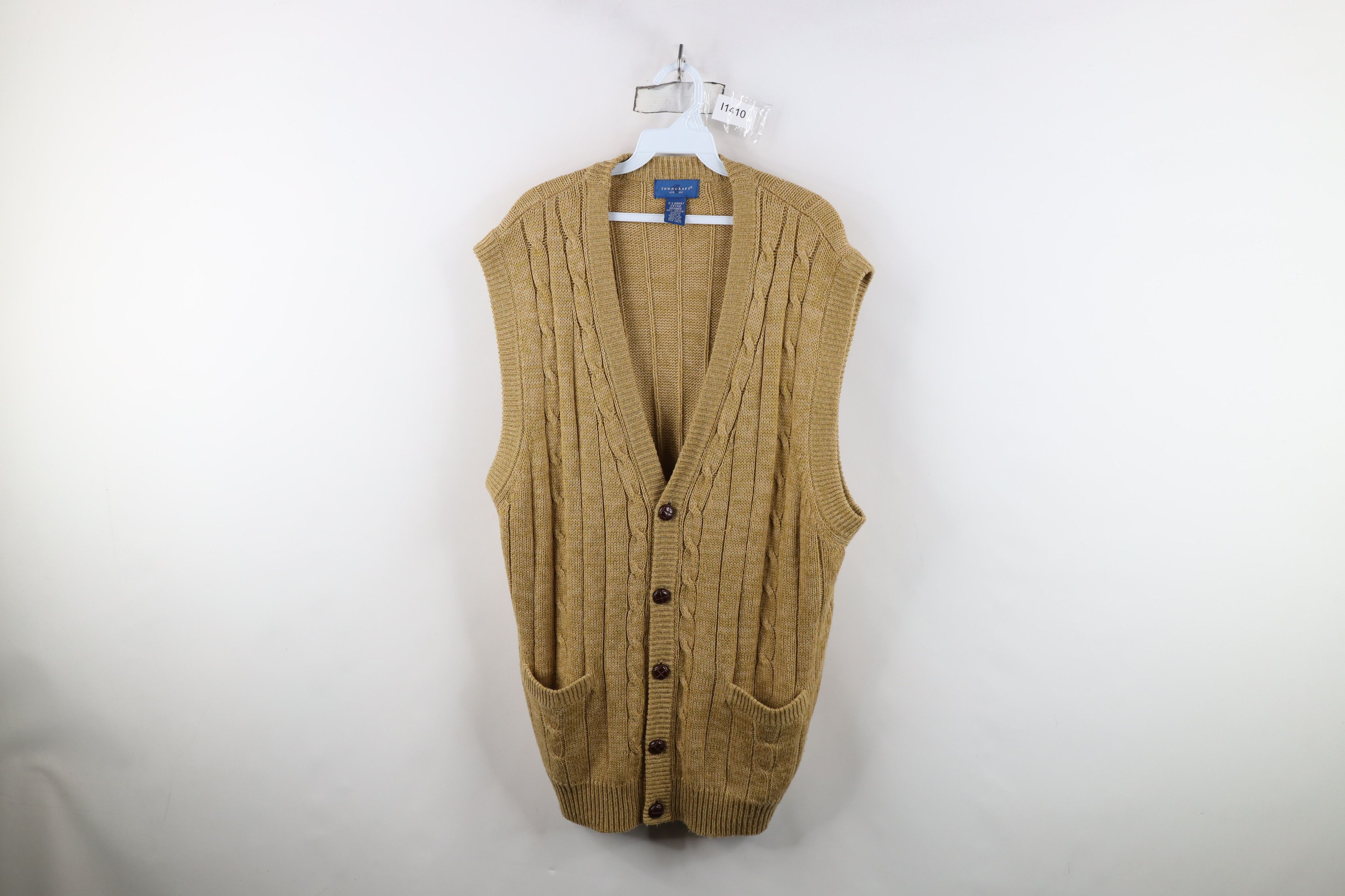 Vintage Vintage 90s Streetwear Cable Knit Cardigan Sweater Vest Size US XL / EU 56 / 4 - 1 Thumbnail