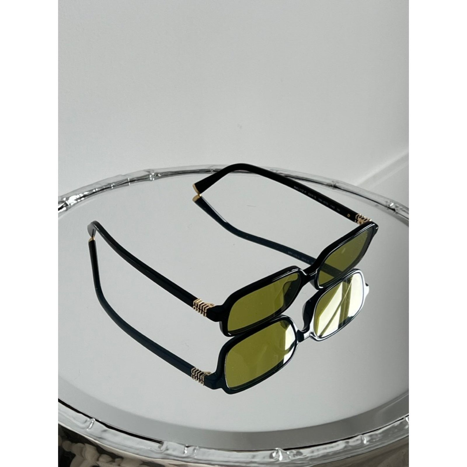Miu Miu NEW Miu Miu MU11ZSF Regard Black Green Sunglasses $489 Size ONE SIZE - 4 Thumbnail