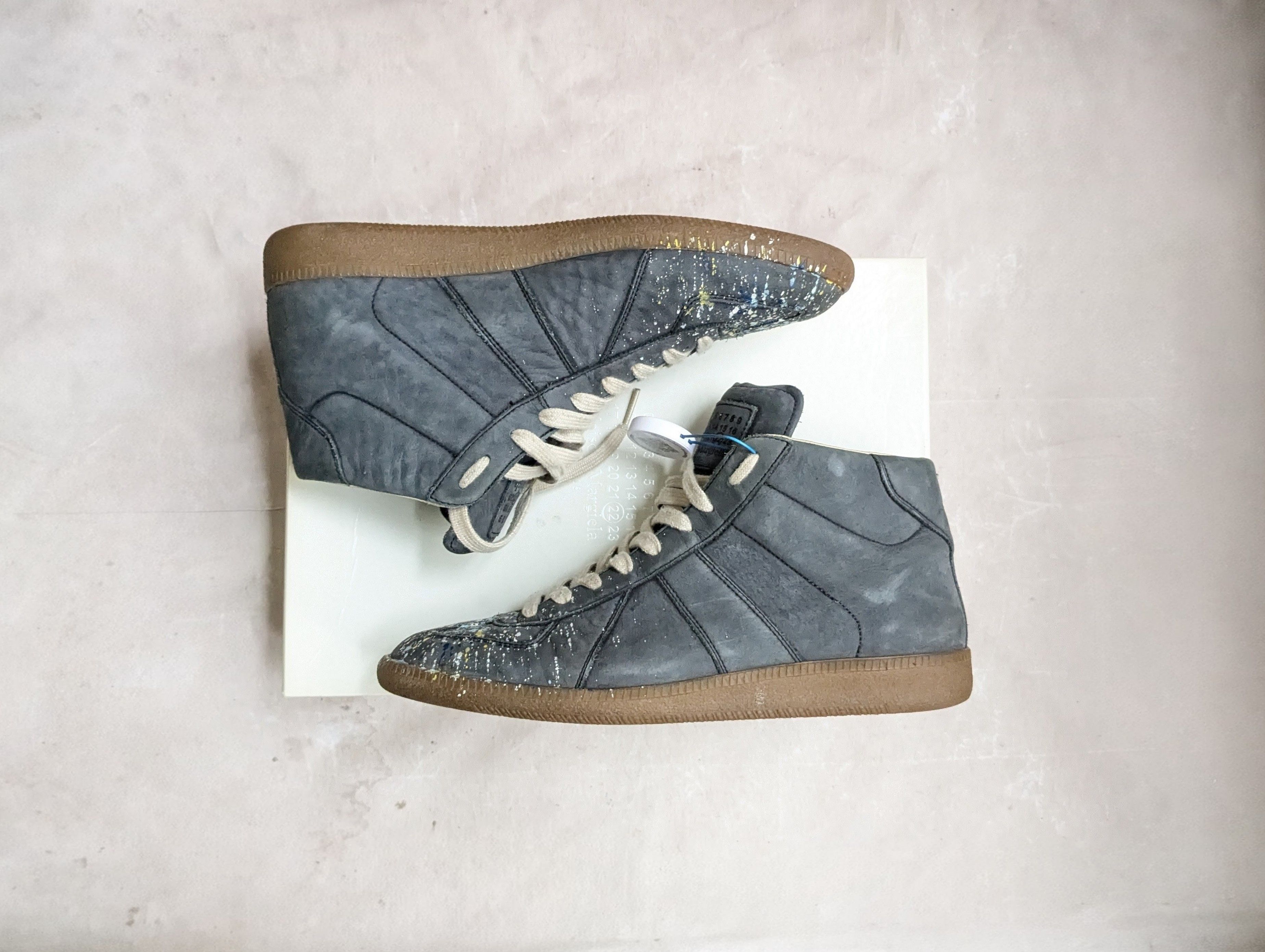 Maison Margiela Maison Margiela GAT Replica Blue Paint Splatter 9 42 High Size US 9 / EU 42 - 1 Thumbnail