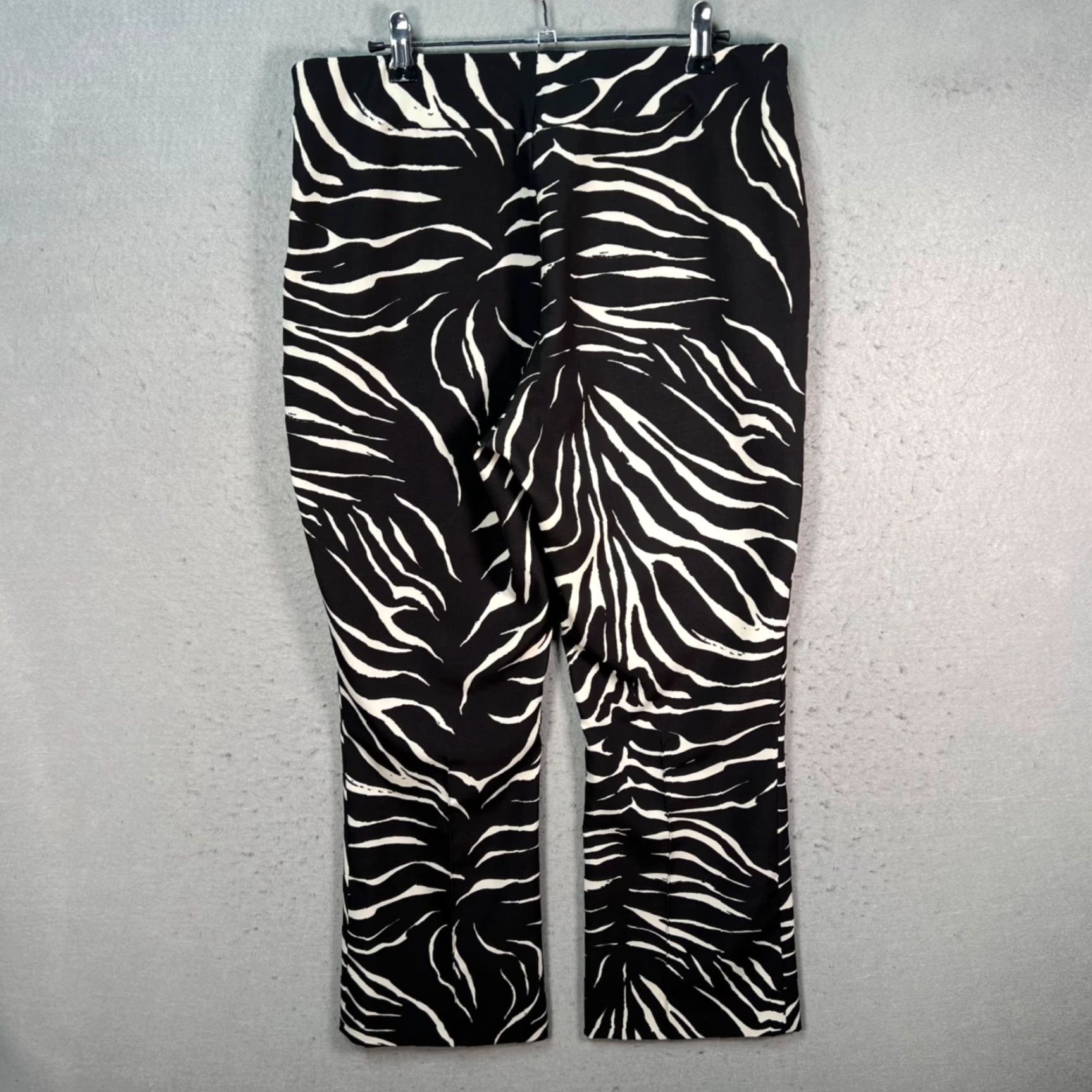 Zara Zara Womens Large Zebra Print Black & White Straight Leg Pants Size 36" / US 14 / IT 50 - 2 Thumbnail