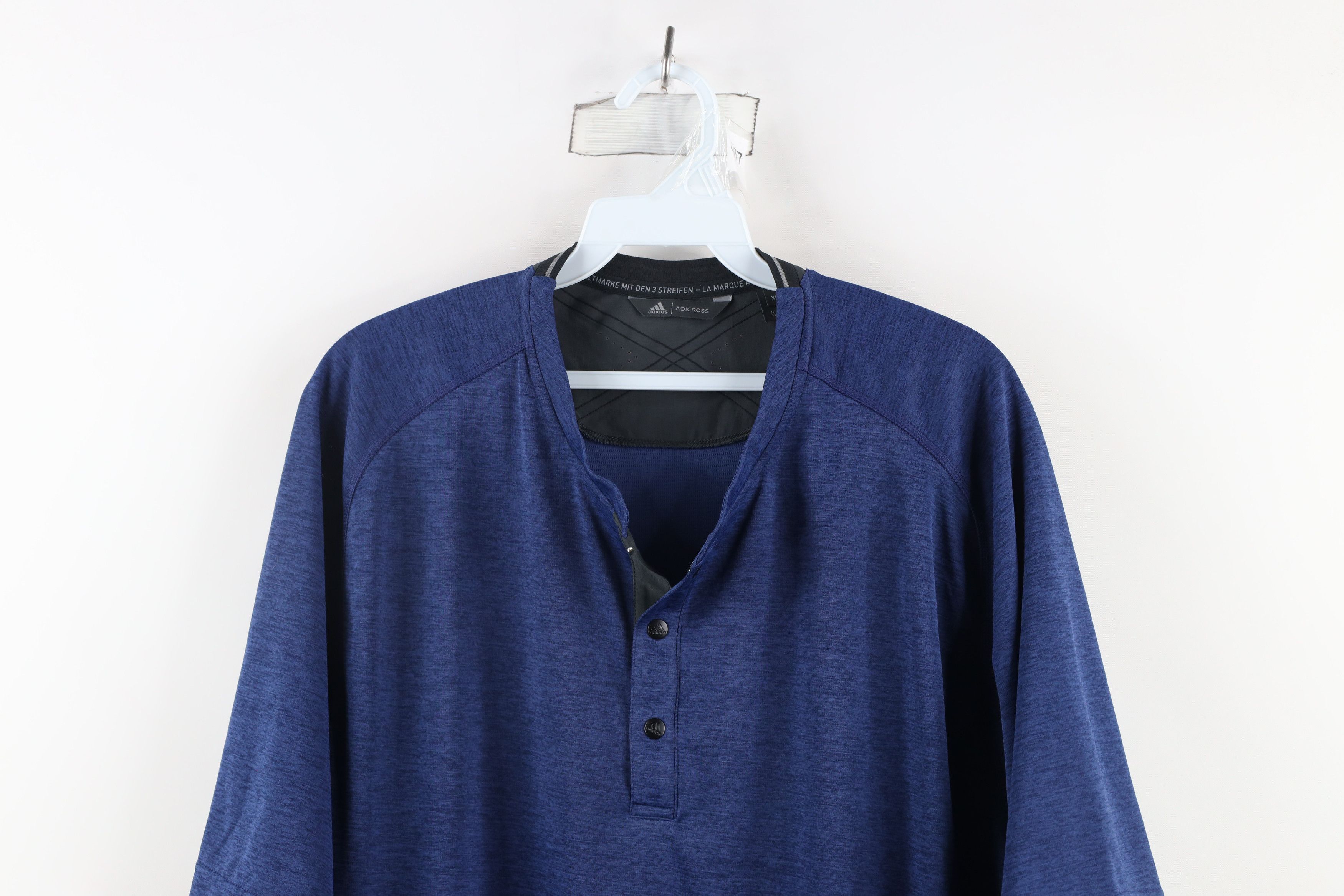 Adidas × Vintage Adidas Adicross Vented Short Sleeve Henley T-Shirt Blue Size US XL / EU 56 / 4 - 2 Thumbnail